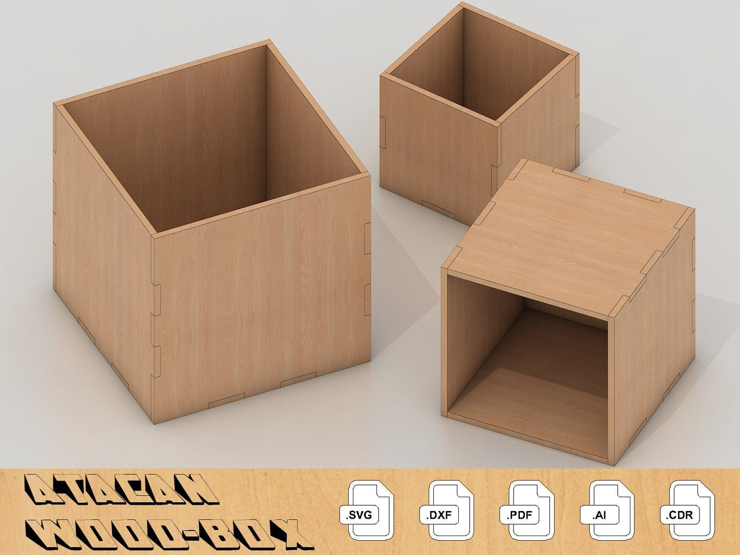 1/8 inch Box Templates, laser cut files, box svg, glowforge files, Different Sizes 046