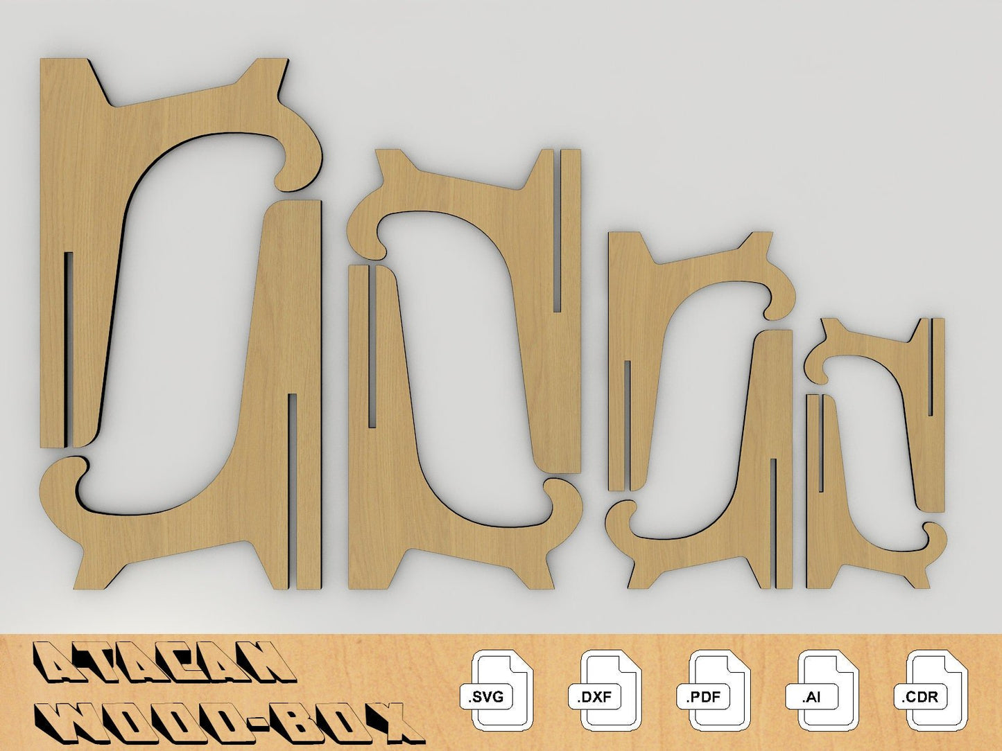 1/8 inch Photo Holder Display Cut Files, Frame Display Stand, Dish Holder, Glowforge laser cut SVG file 026