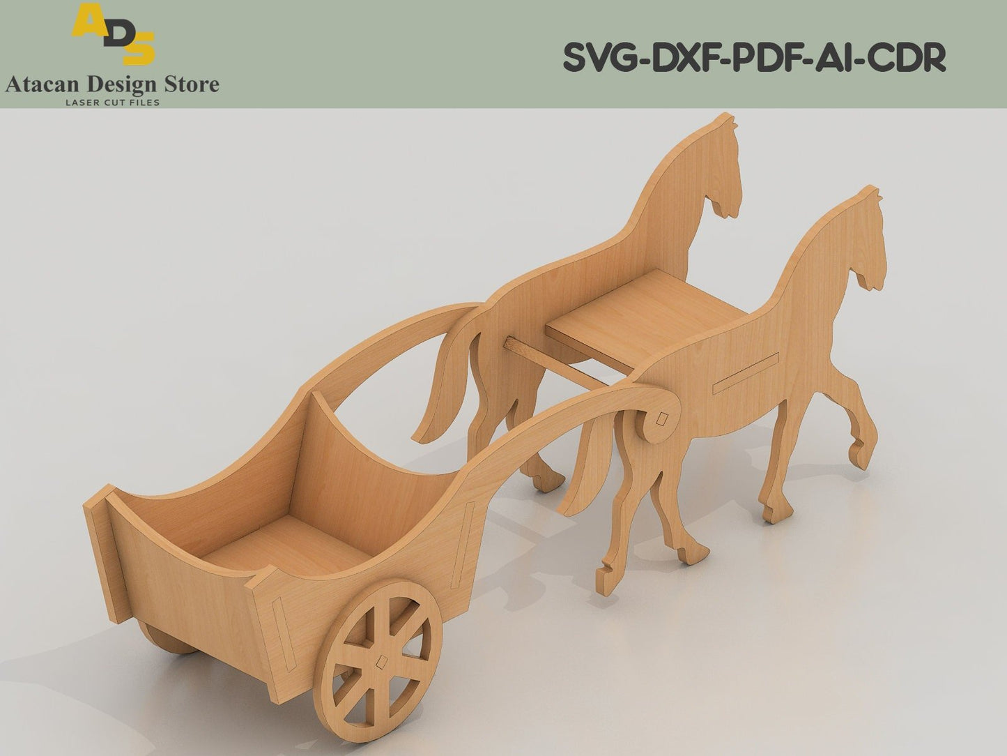2 Size Britain Horse Tumbrel Cart Design / Walking horses and carriage /Laser cut files ADS155