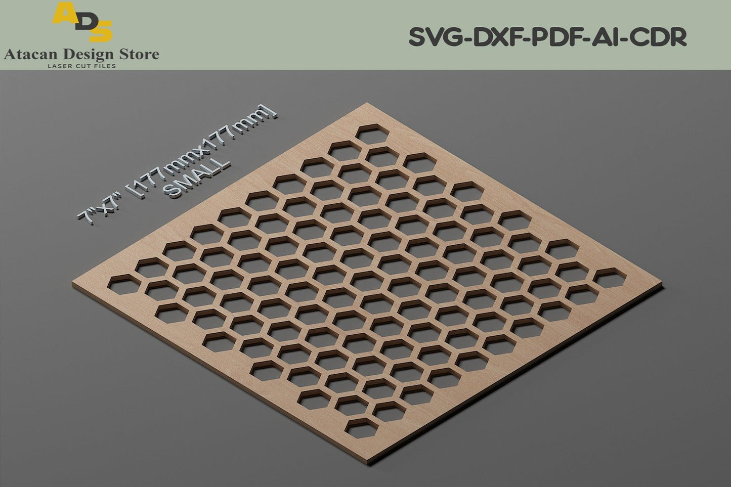 3 Size Honeycomb Stencils / Hexagon Stencil Vector Cutting Files SVG, DXF, CDR ADS222