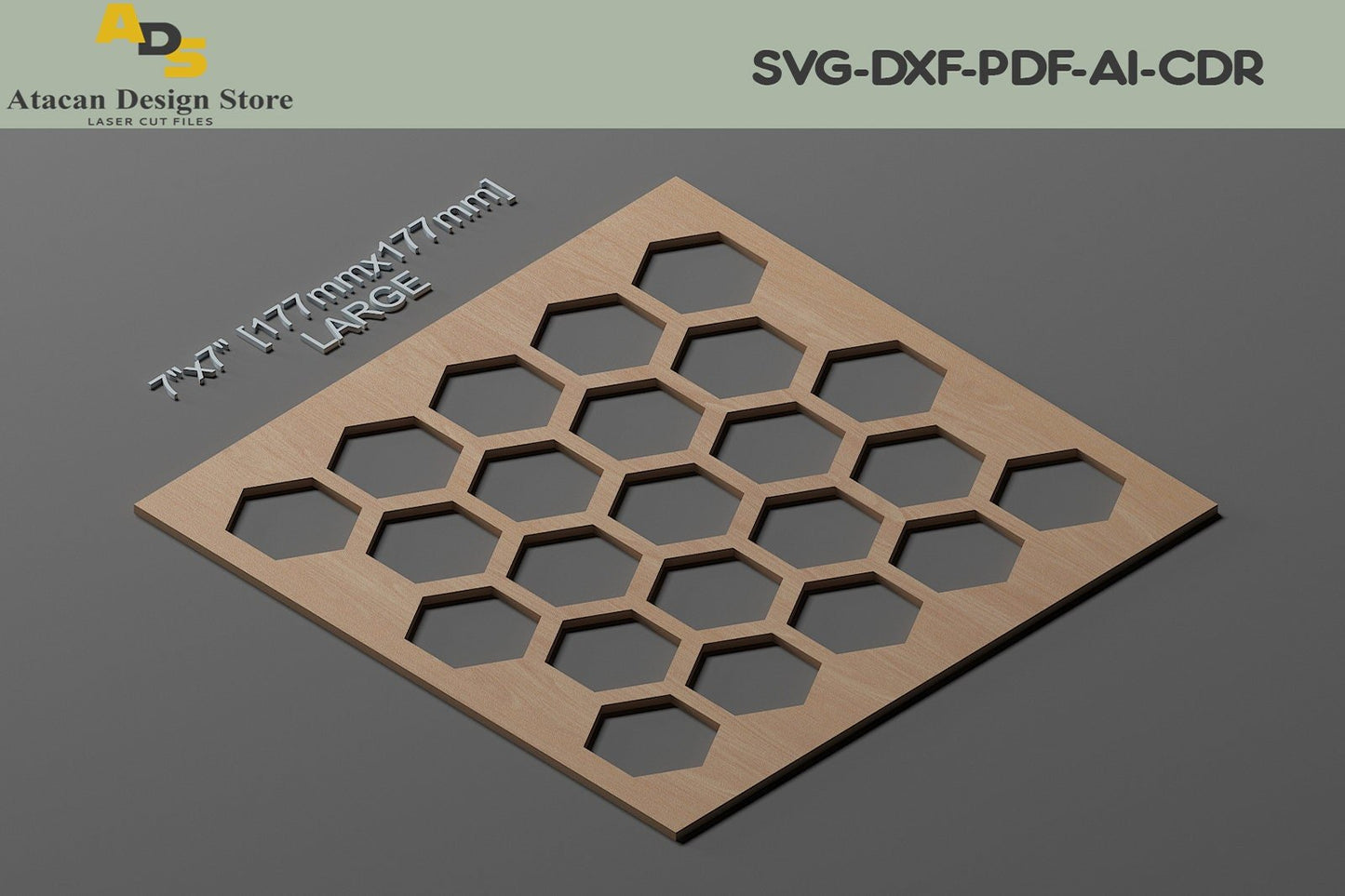 3 Size Honeycomb Stencils / Hexagon Stencil Vector Cutting Files SVG, DXF, CDR ADS222