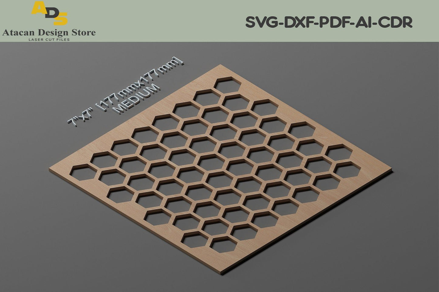 3 Size Honeycomb Stencils / Hexagon Stencil Vector Cutting Files SVG, DXF, CDR ADS222
