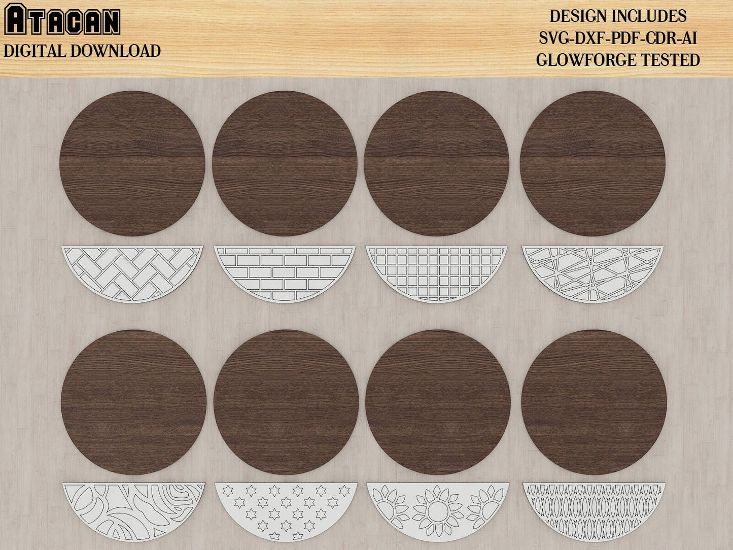 32 Door Hanger Bundle SVG Files - Door Hanger Laser cut Files - Patterned Door Hanger Plans - Welcome Sign Template 388