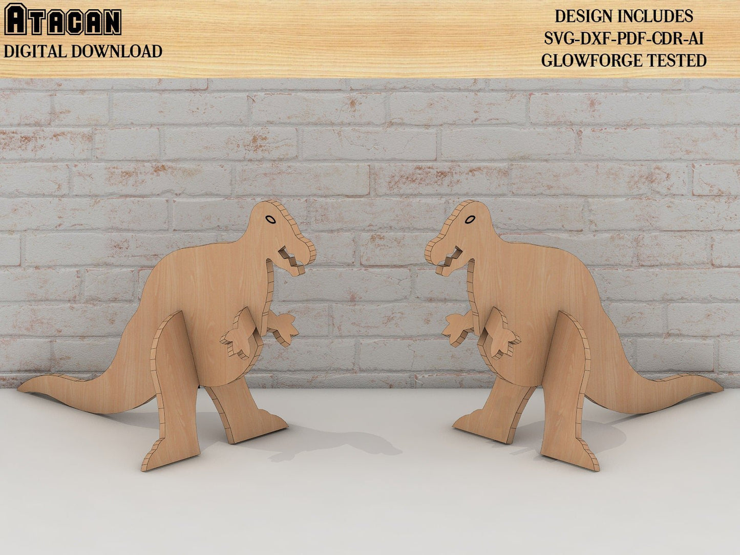 3d dinosaur Puzzle Laser Cut Animal Shape, SVG, DXF, CDR, vector plans Glowforge files 292