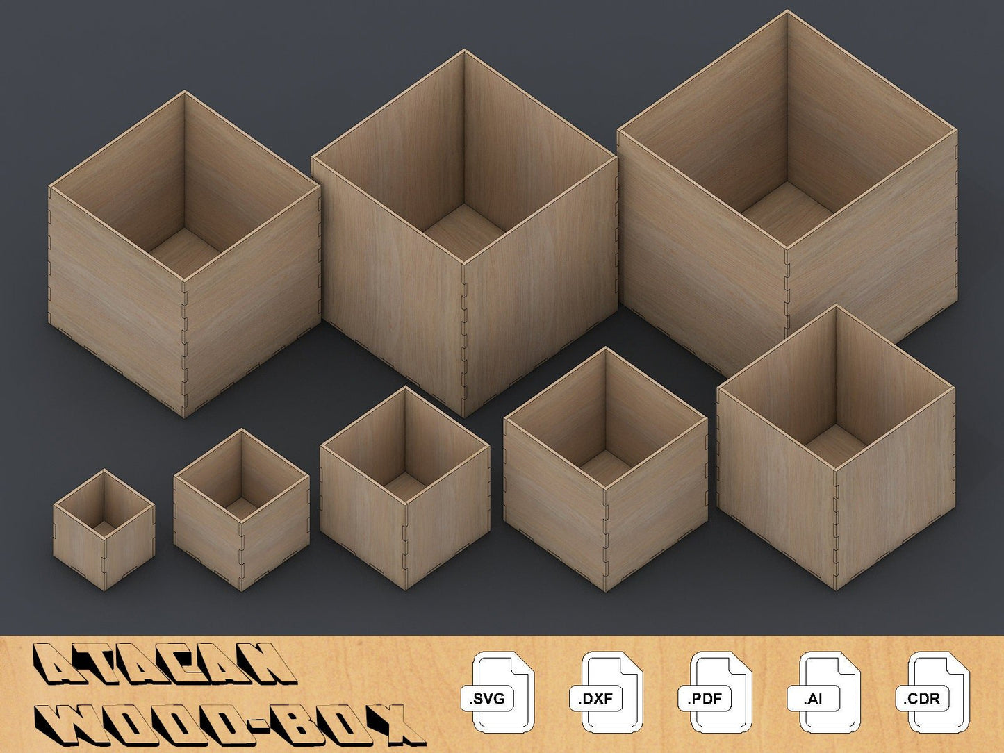 3mm Box Bundle - Laser Cut Files - Glowforge Files - Digital Files - Different Sizes 047