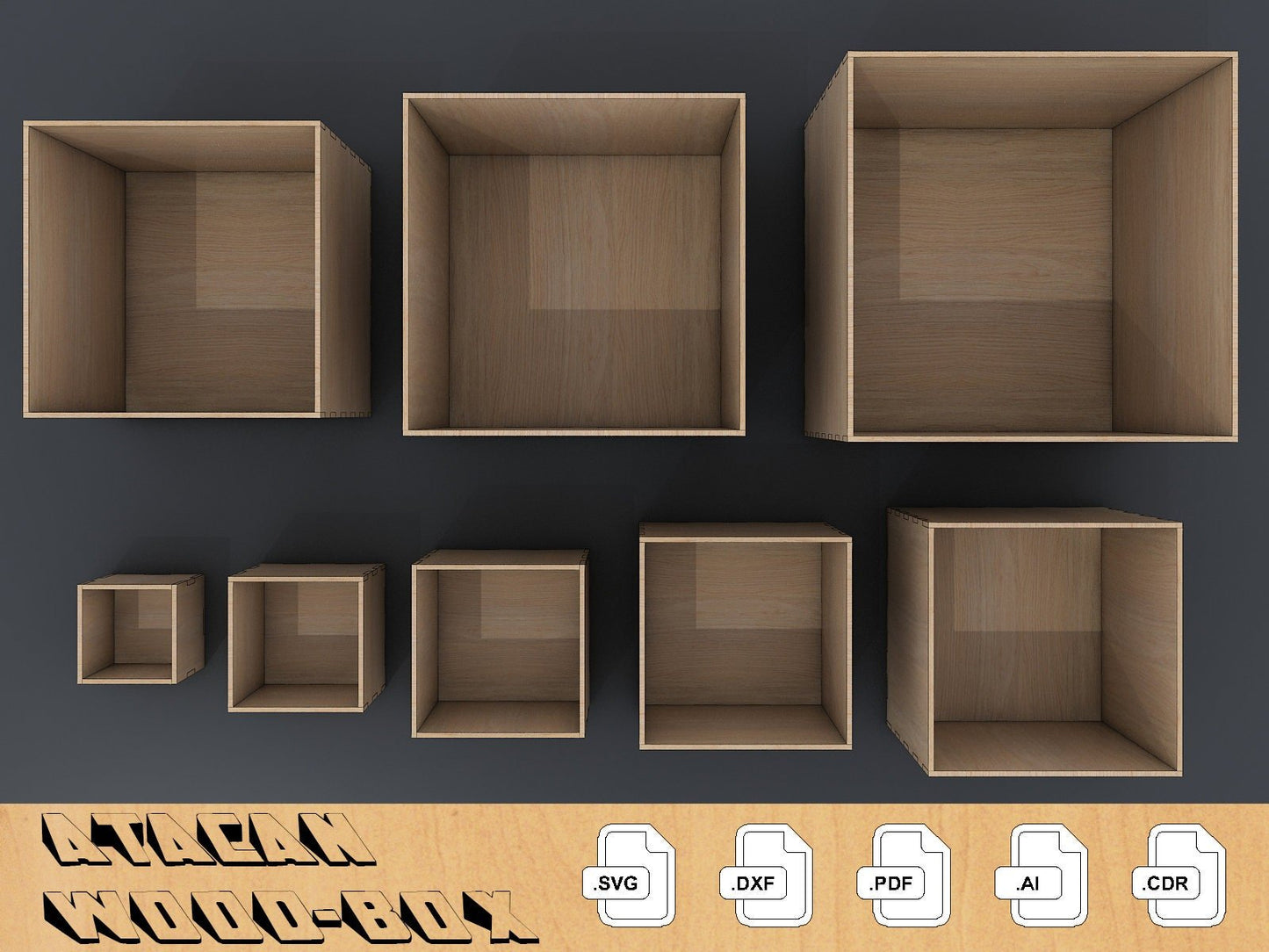 3mm Box Bundle - Laser Cut Files - Glowforge Files - Digital Files - Different Sizes 047