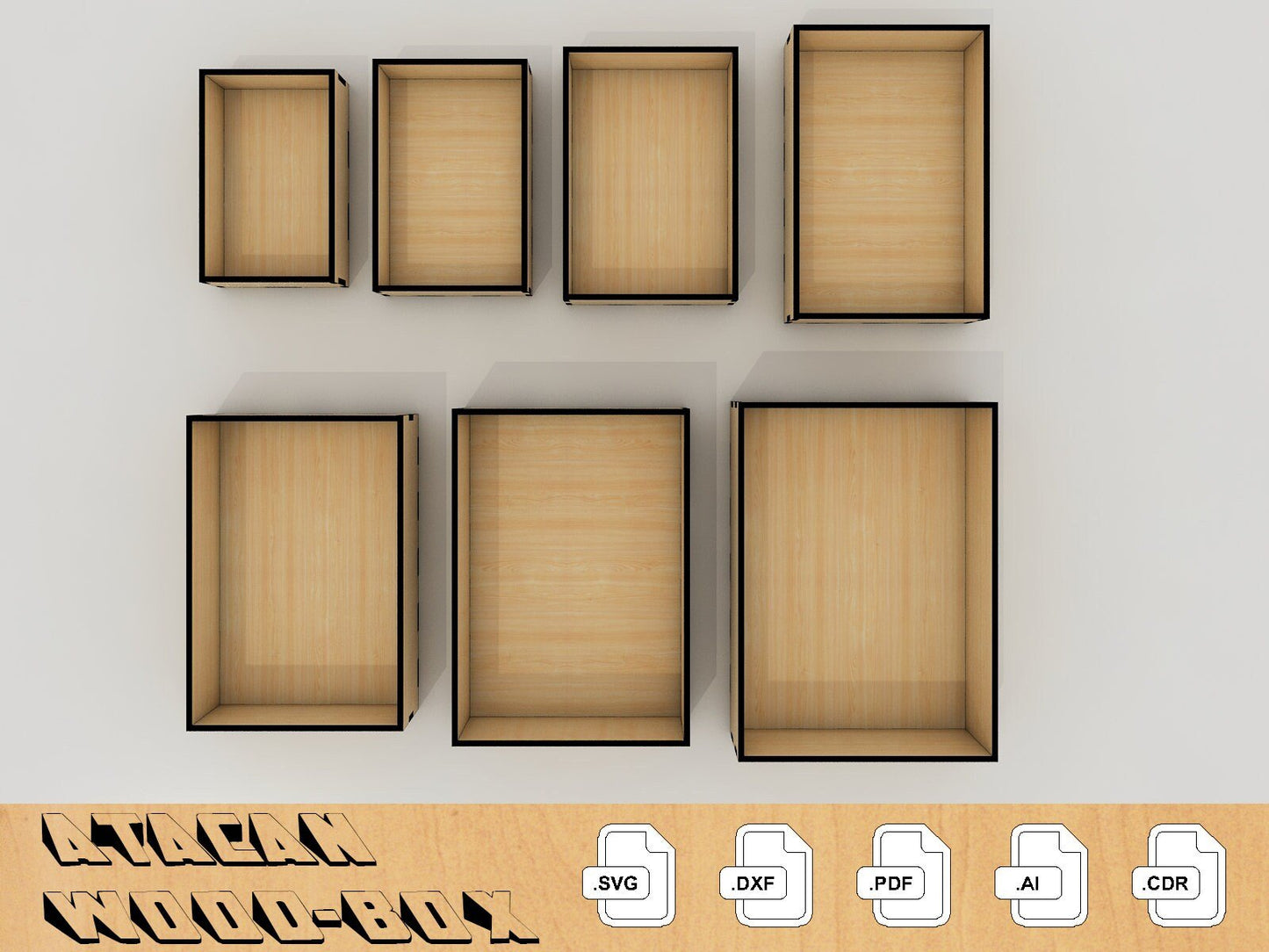 3mm Box Bundle - Laser Cut Files - Glowforge Files - Digital Files - Different Sizes 049