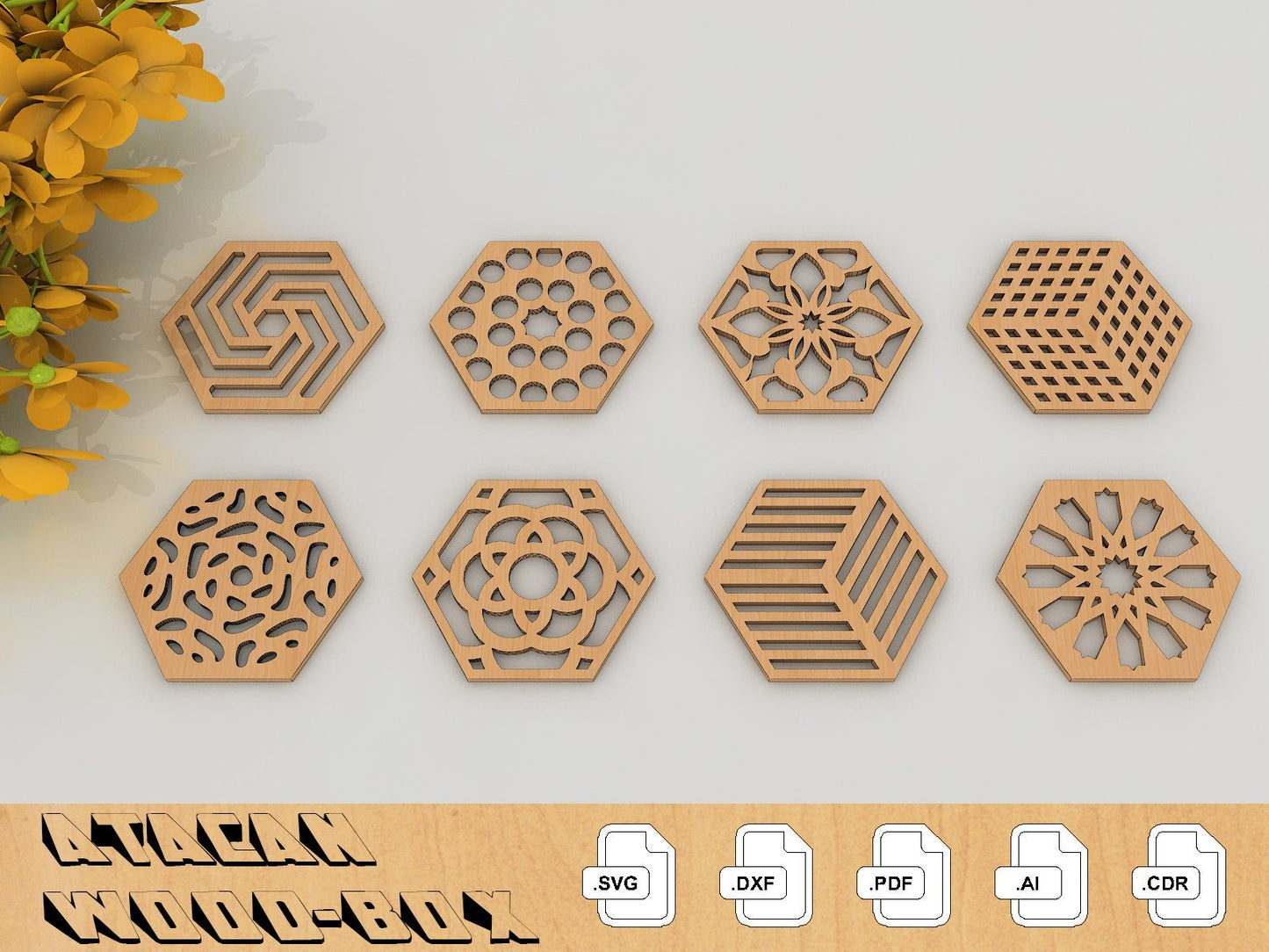 40 Coaster Svg Bundle, Wall Decor laser cutting file, Laser Cut Vector Files, Coaster Templates 160