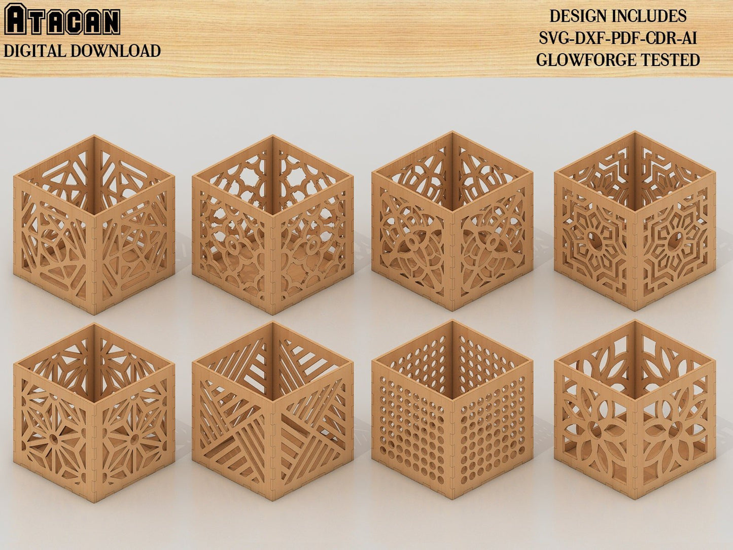 40 Different Storage Box Laser cut files / Boxes Bundle Glowforge Files / Gift box CNC files 380
