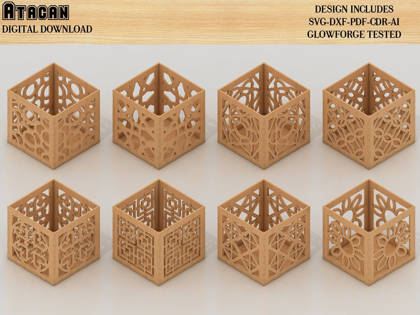 40 Different Storage Box Laser cut files / Boxes Bundle Glowforge Files / Gift box CNC files 380