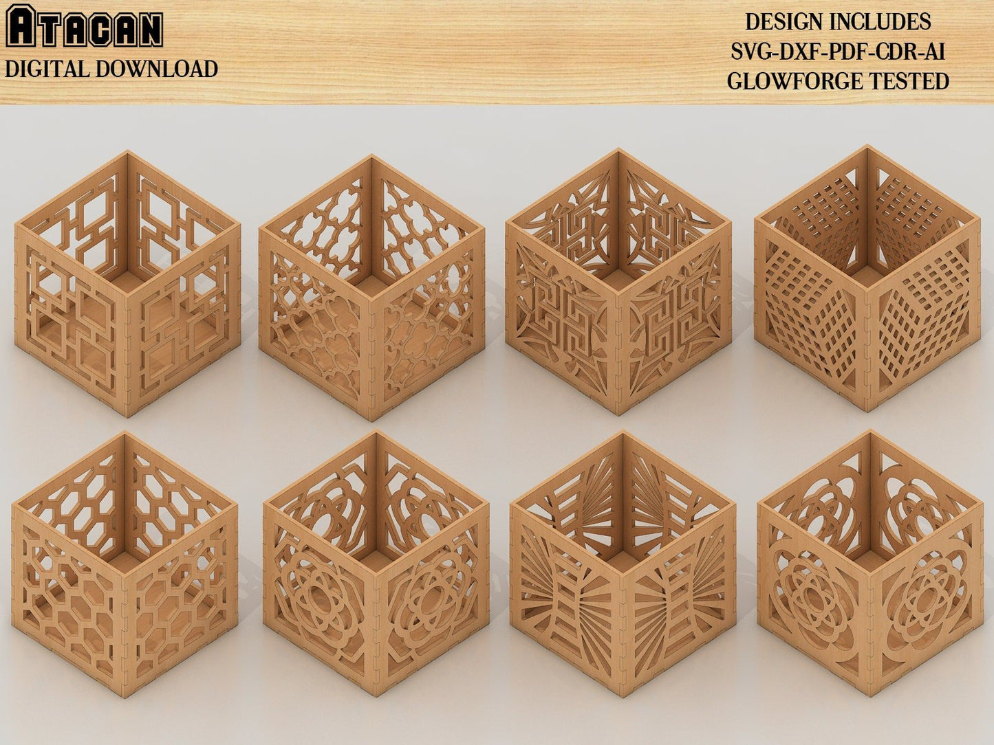 40 Different Storage Box Laser cut files / Boxes Bundle Glowforge Files / Gift box CNC files 380