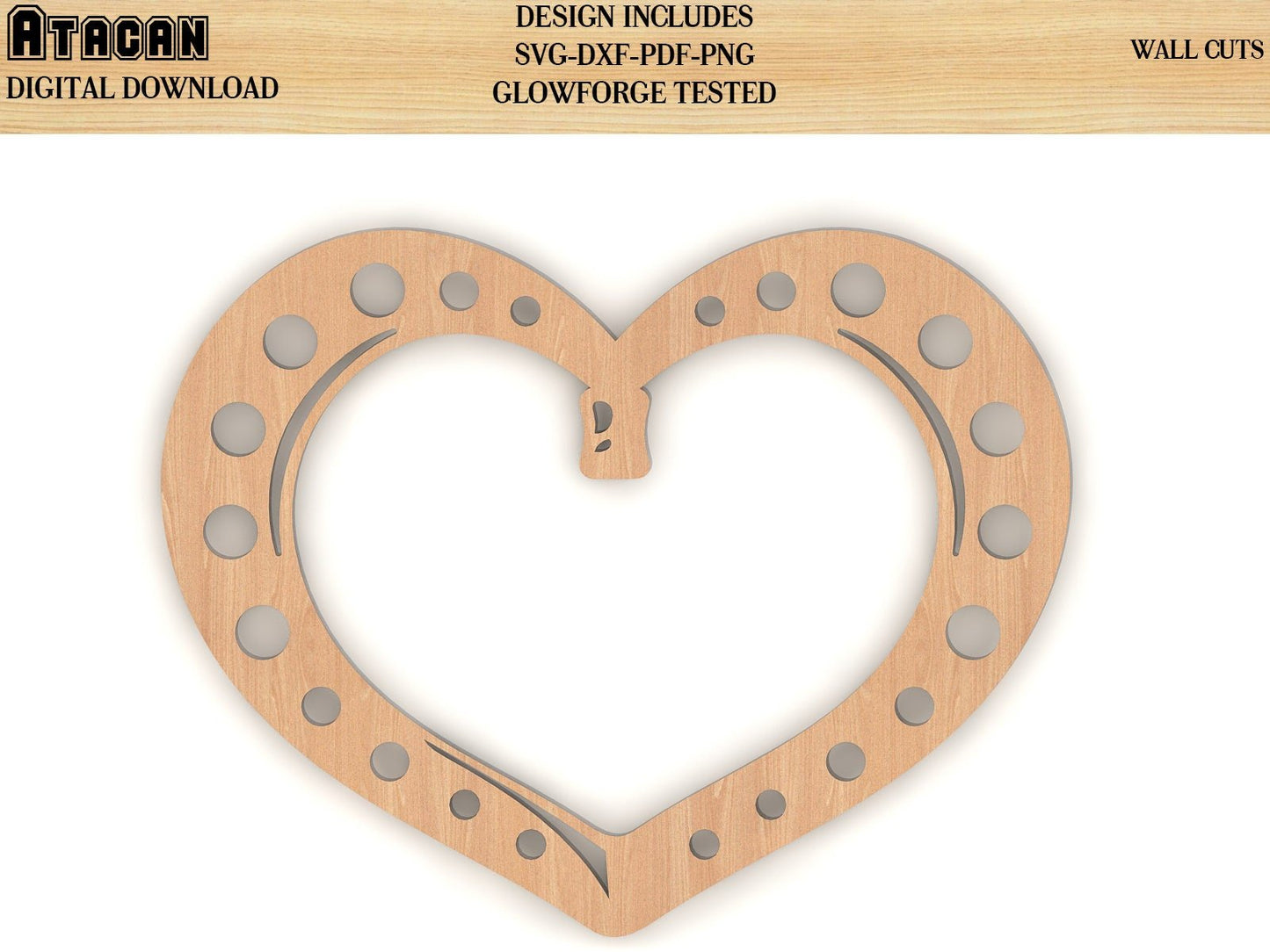 8 Decorative Hearts for Wall SVG Bundle / Wood Wall Hanging Geometric Art - Plywood Decor / Glowforge laser cut file 088