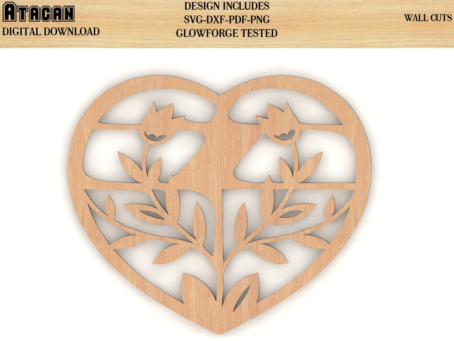 8 Decorative Hearts for Wall SVG Bundle / Wood Wall Hanging Geometric Art - Plywood Decor / Glowforge laser cut file 088