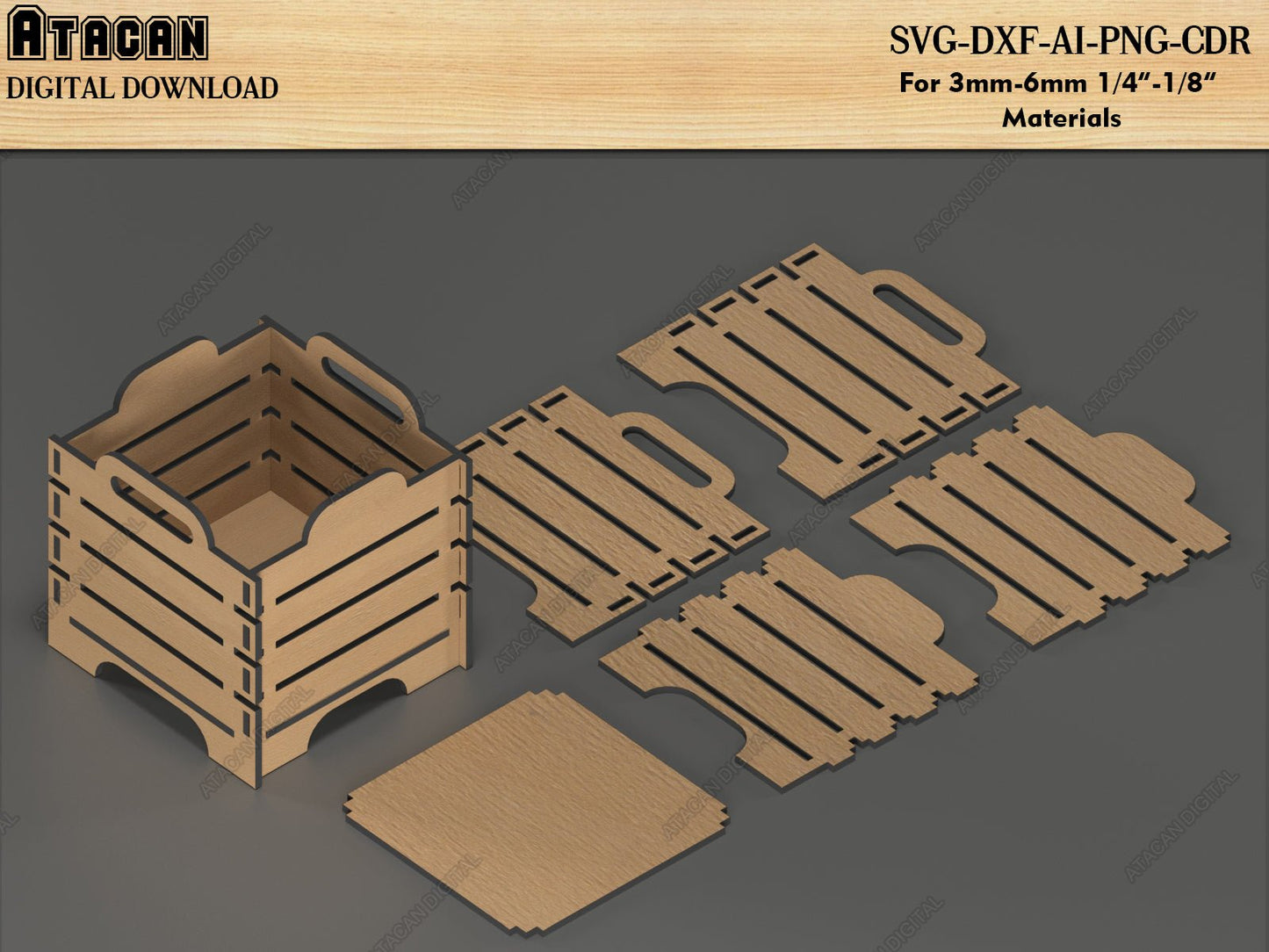 9 Stackable Storage Boxes - Modular Box Laser Cut SVG Files - Wooden Box Cut Plans 529