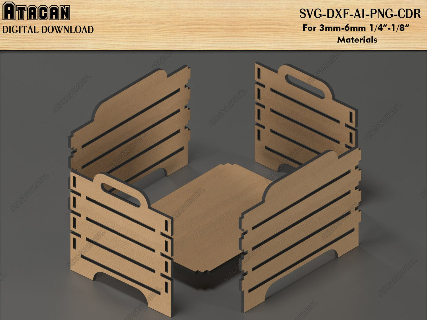 9 Stackable Storage Boxes - Modular Box Laser Cut SVG Files - Wooden Box Cut Plans 529