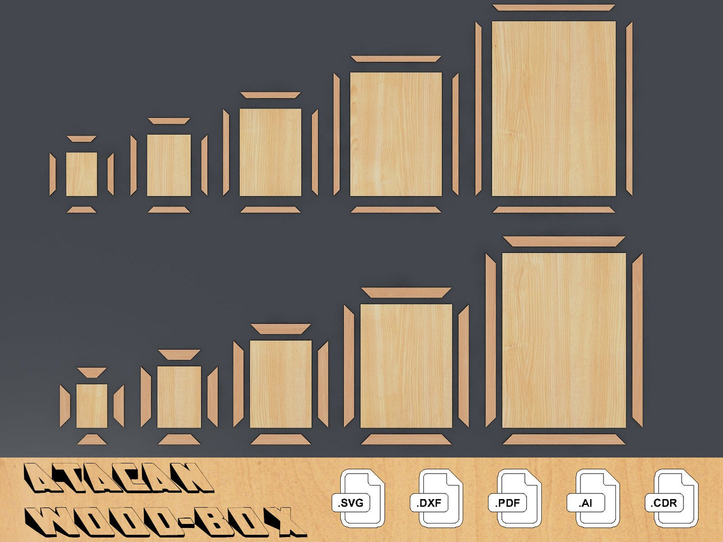 A Sizes Laser cut SVG files , Frame Glowforge laser cut SVG file, A3-A4-A5-A6-A7 sizes 037