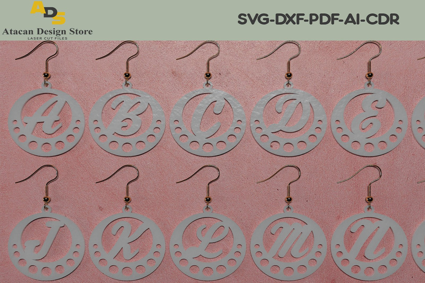 Alphabet Earrings Bundle / A to Z Earring / Jewelry cut files / Letter initial necklace Wood template SVG DXF Ai Pdf CDR 315