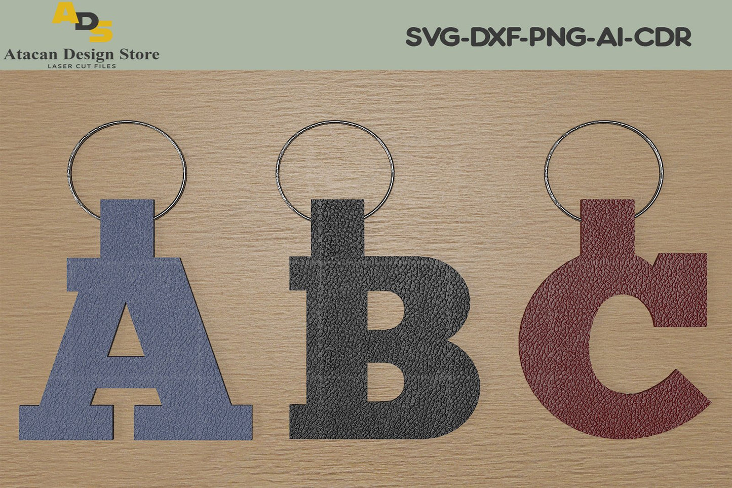 Alphabet Key Fob Svg, All Letter Bag Tag Fob Template, Faux Leather Keychain, Key Ring cut file, Alphabet Keychain template SVG DXF Ai 311