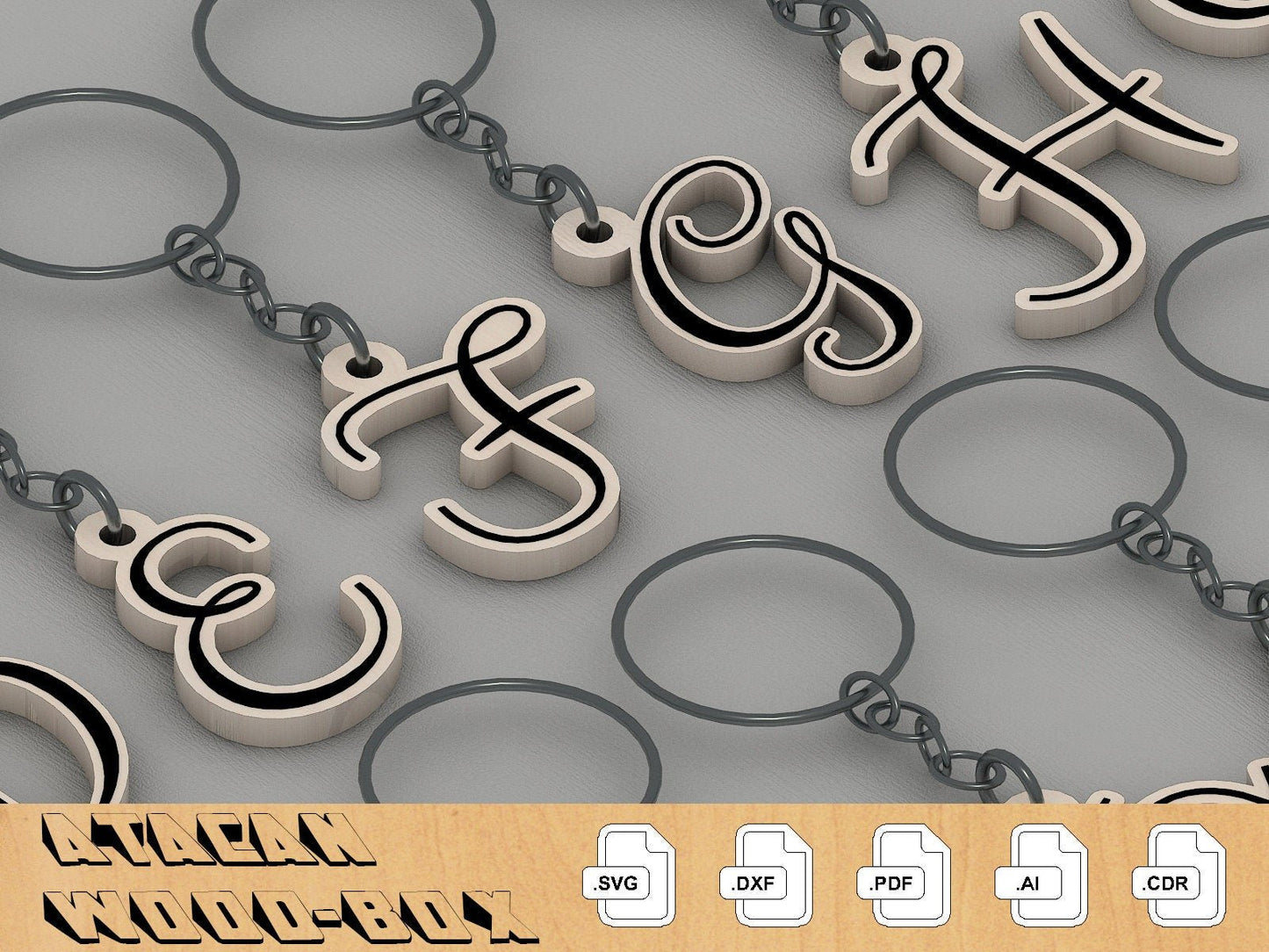 Alphabet SVG DXF Bundle - ABC Keychain bundle - A to Z laser cut files 208