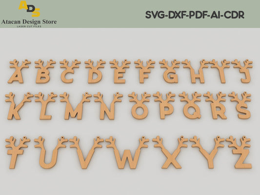 antler alphabet, noel letter, glowforge templates, christmas letters ADS123