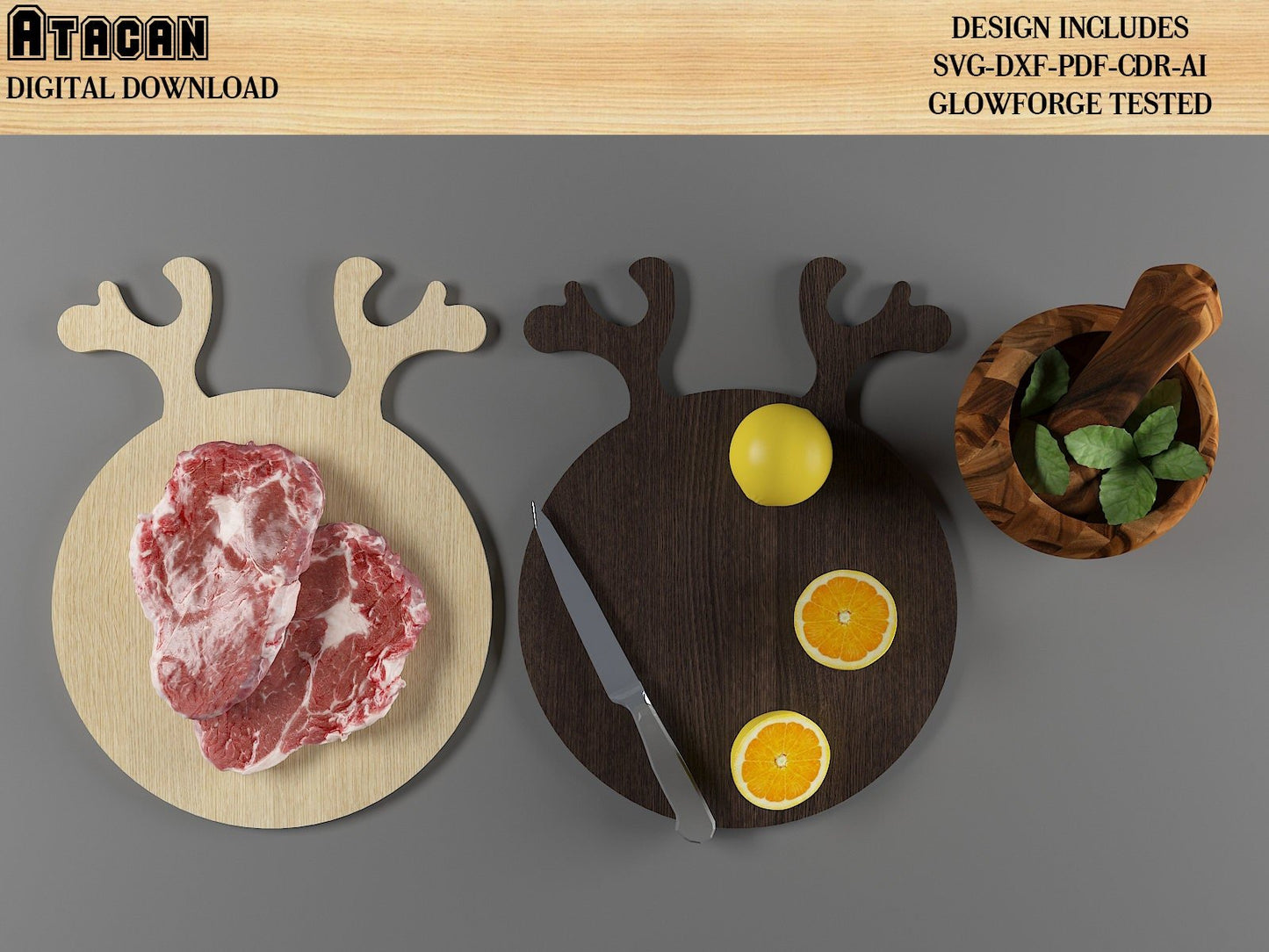 Antler Cutting Board / Deer Snack Tray / Chopping Boards for Breakfast Cheese Bread 484