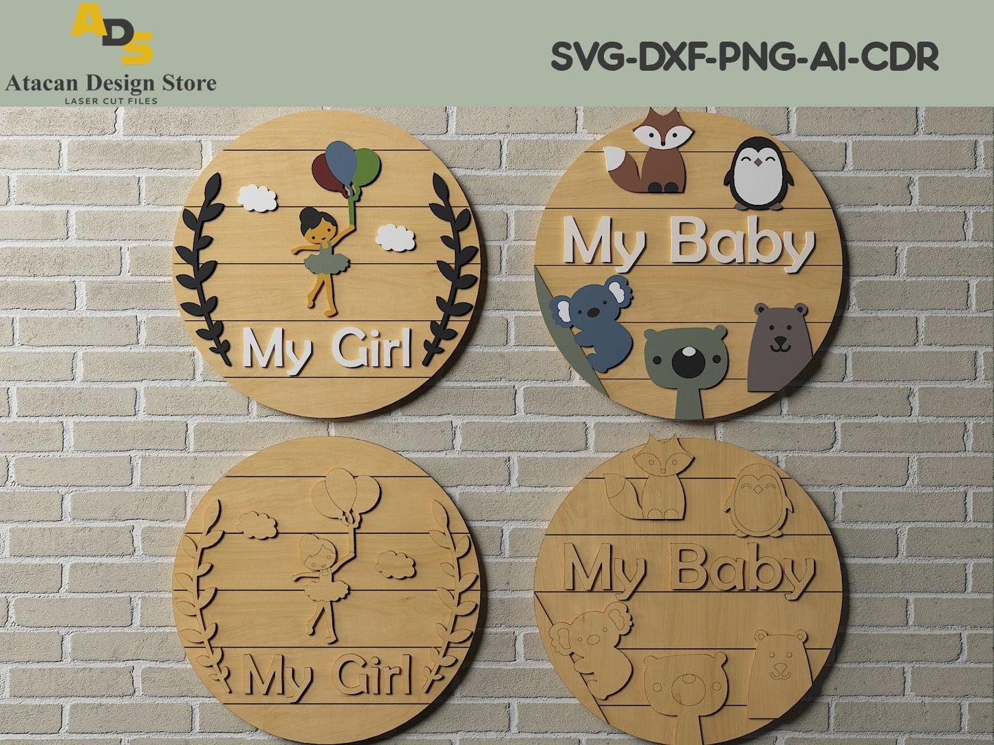 Baby Room Round Signs / Wall Hanger Decoration / Nursery Hang Sign Cut Files SVG233