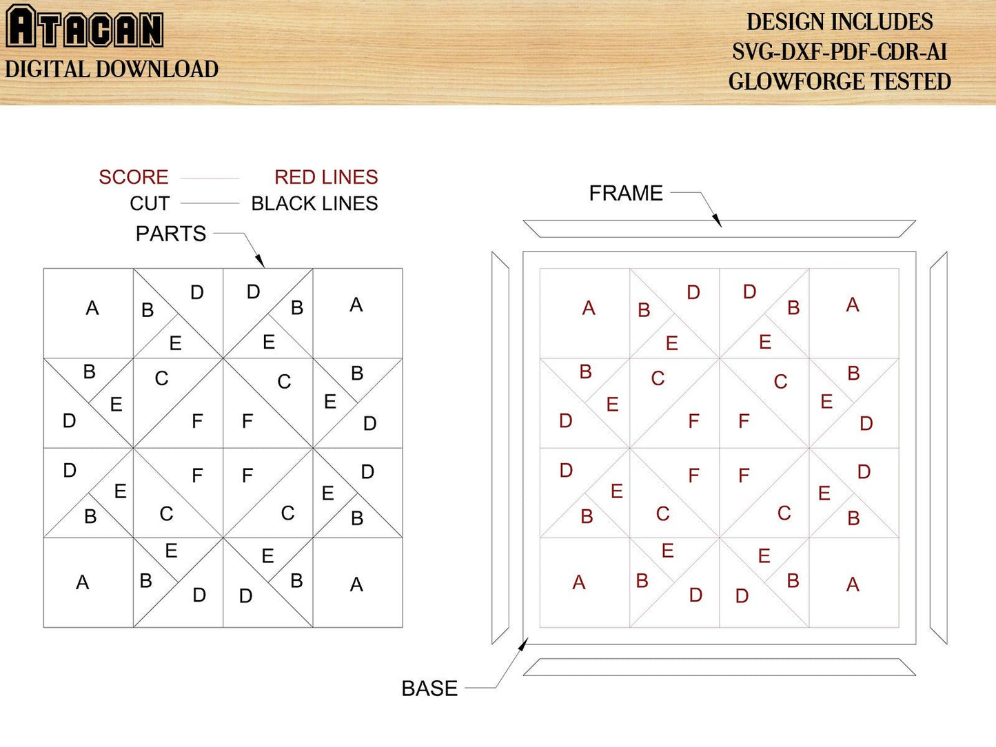 Barn quilt Laser cut pattern files / Farm house patterns with frame / DIY Mosaic Wooden Wall Quilt / Arrow designs