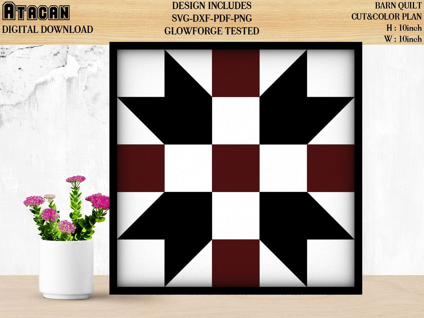 Barn Quilt Pattern SVG Bundle Laser cut files for Glowforge projects with Navajo inspired design mini quilt wall art Aztec mini quilt 006