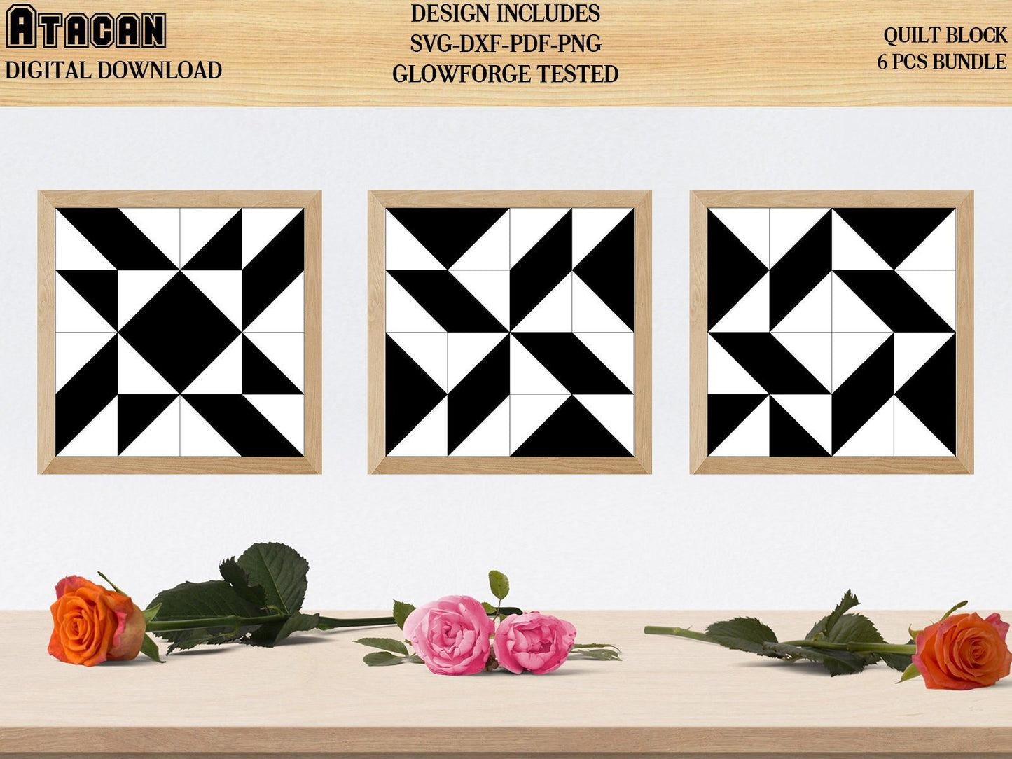 Barn Quilt SVG Laser cut files for Glowforge projects with Navajo inspired design mini quilt SVG file Country pattern frames 027