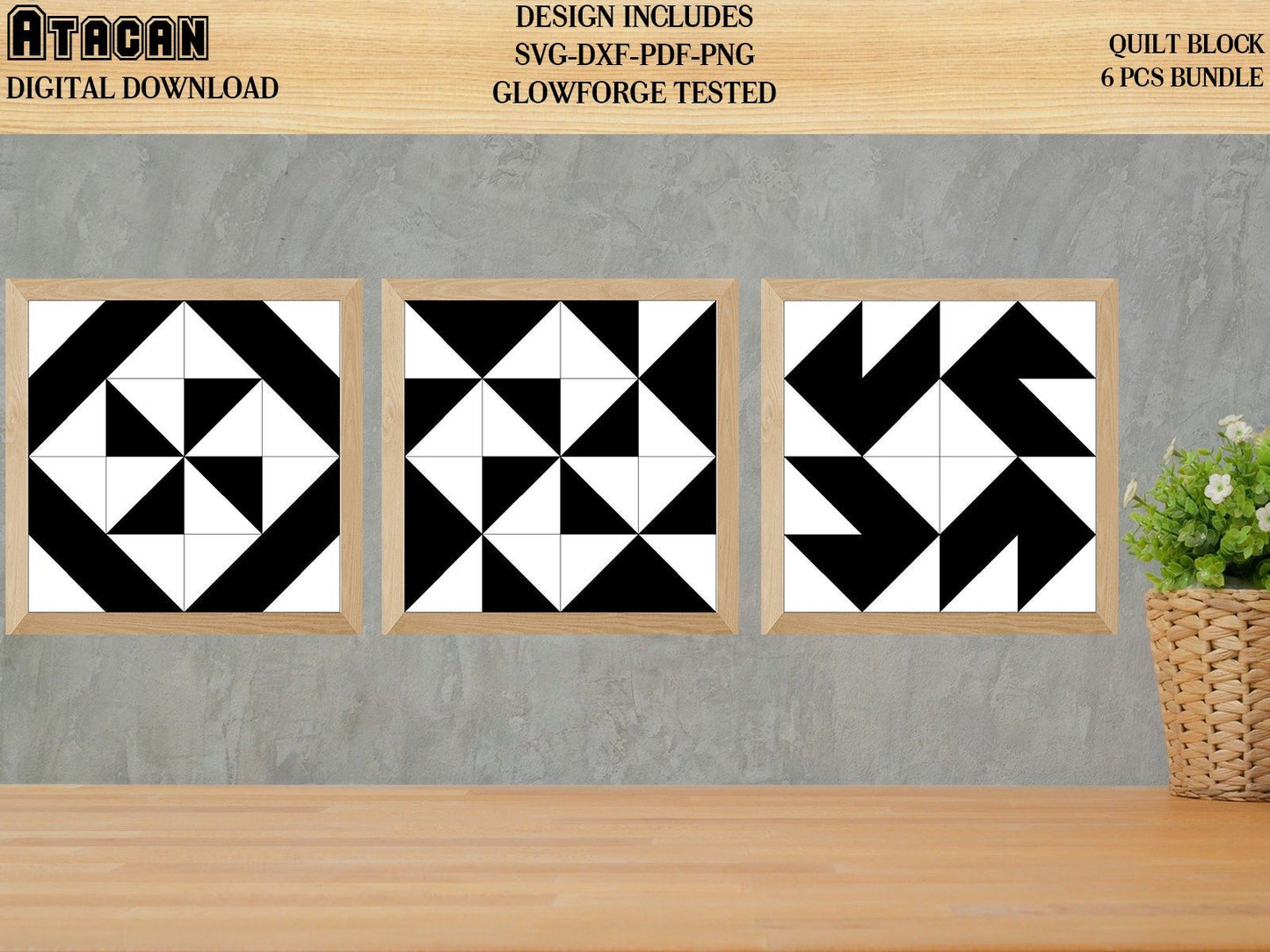 Barn Quilt SVG Laser cut files for Glowforge projects with Navajo inspired design mini quilt SVG file Country pattern frames 033