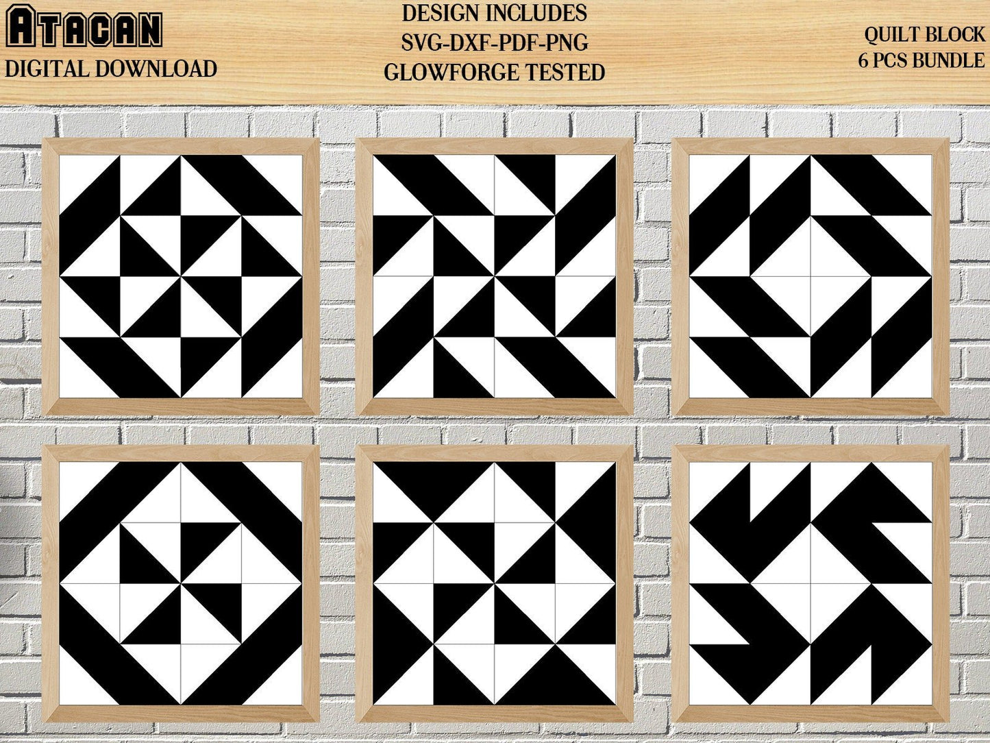 Barn Quilt SVG Laser cut files for Glowforge projects with Navajo inspired design mini quilt SVG file Country pattern frames 033