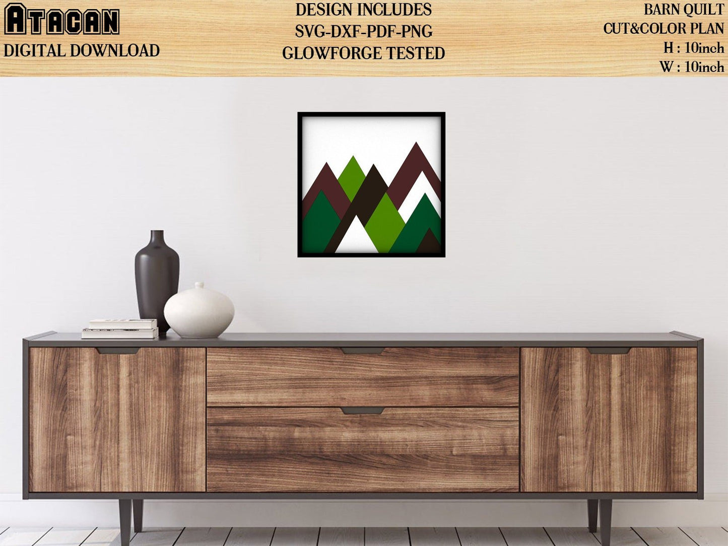 Barn Quilt SVG Laser cut files for Glowforge projects with Navajo inspired design mini quilt SVG file wall art Chevron Aztec mini quilt 005