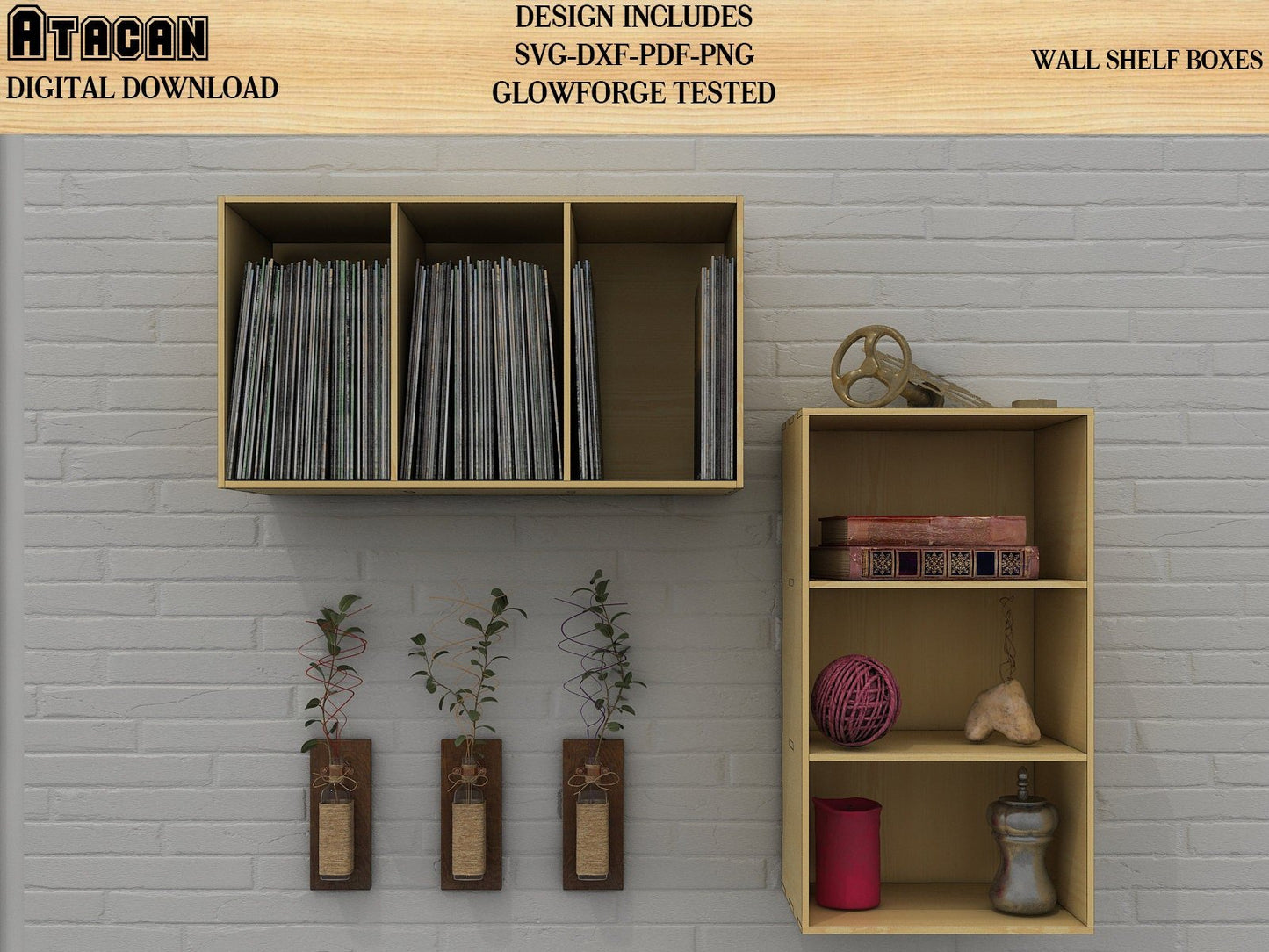 Book wallshelves SVG cut plans, Wooden Box Shelf, DIY floating wall Shelf, 217
