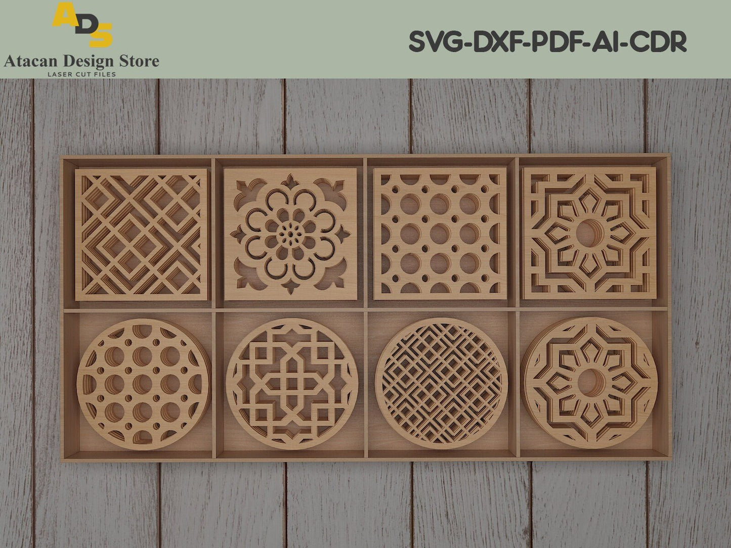Box With Dividers / Coaster Box / Decorative Coaster Holder Stand /Instant Download ADS200