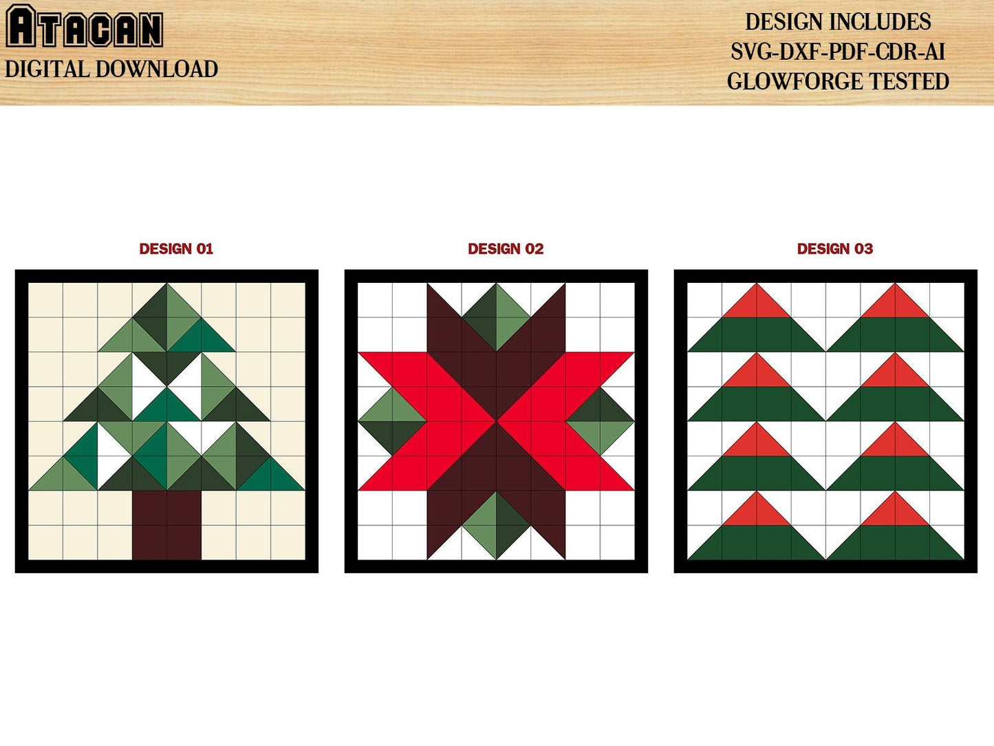 Christmas Barn Quilts With Frame / Noel Tree Geometric Quilt patterns / New Year Arrow Wall Art / Snowflake Quilt Block Svg Cut Files