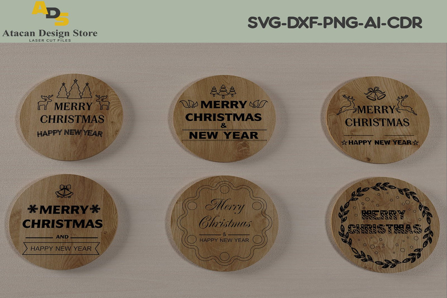 Christmas coasters cut files / Xmas Coaster Designs / Glowforge Laser cut Coasters 295