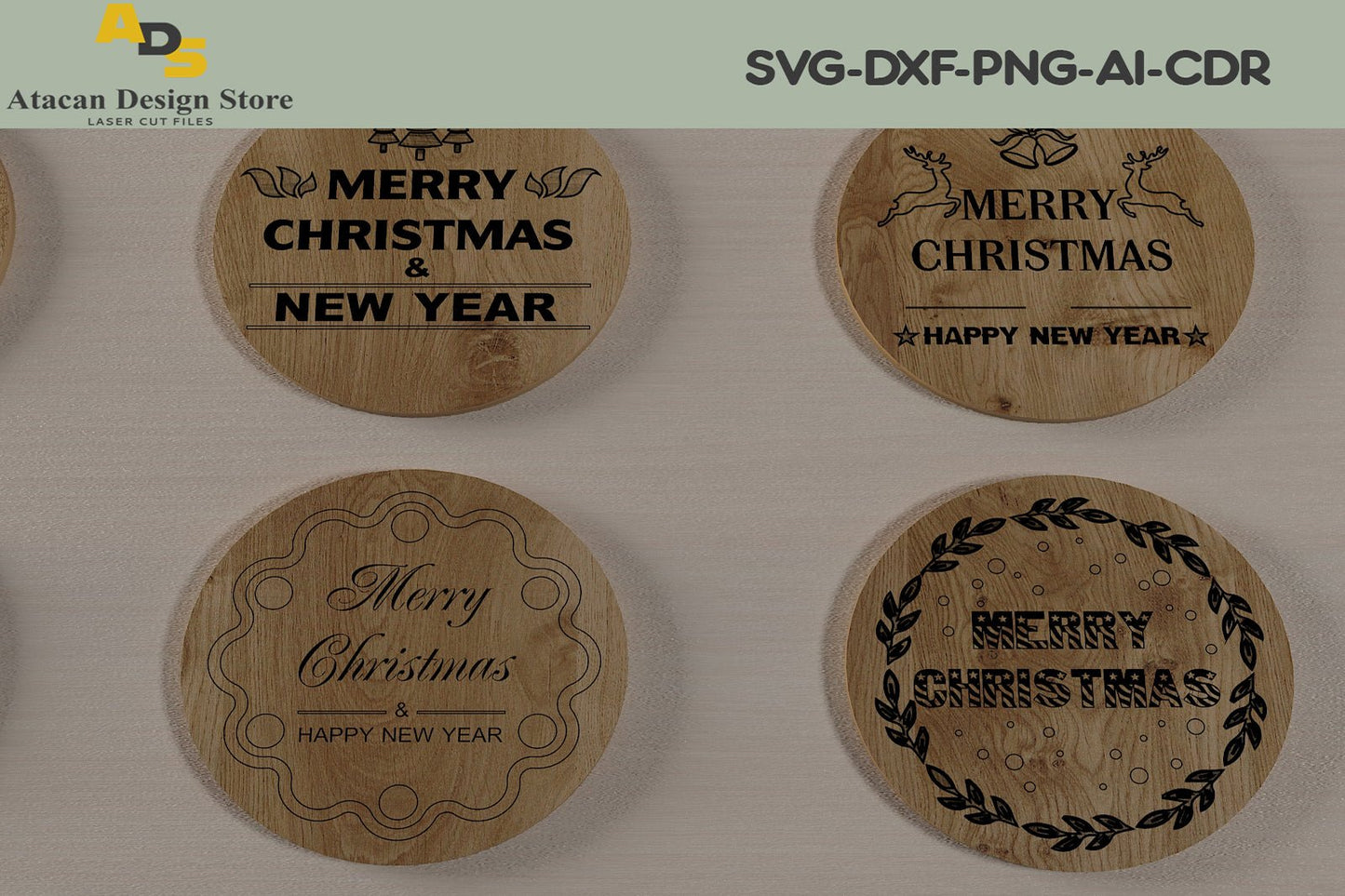 Christmas coasters cut files / Xmas Coaster Designs / Glowforge Laser cut Coasters 295