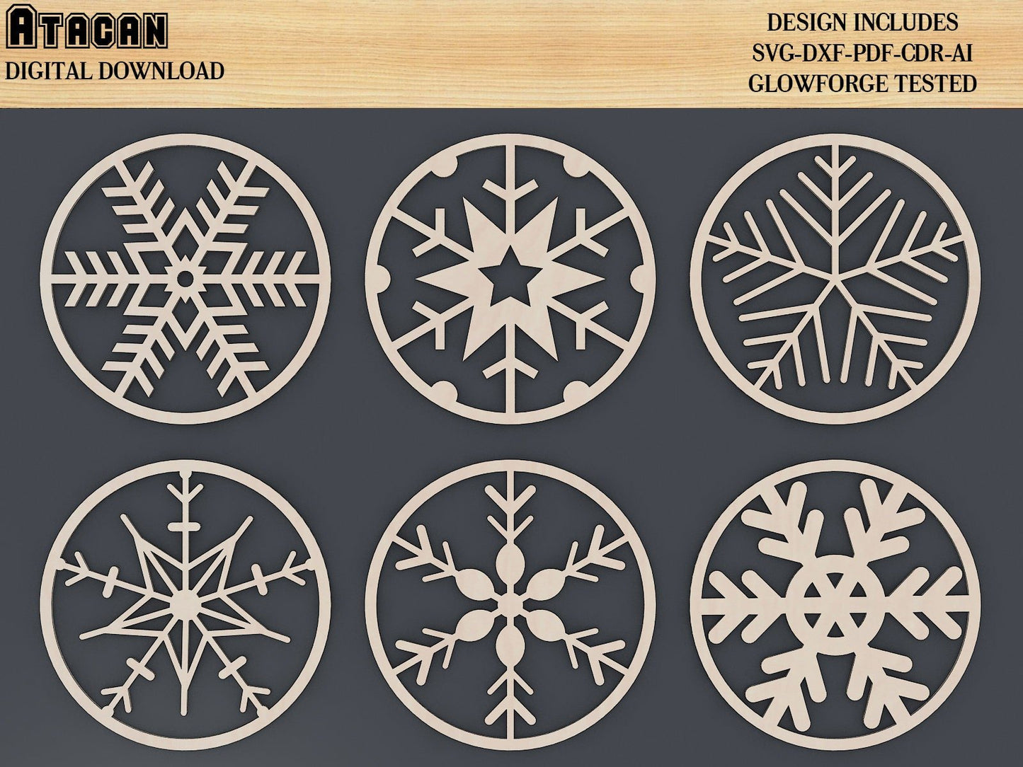 Christmas Snowflake Bundle , Coaster Trivet 2022 Merry Christmas , New year laser cut Cdr Svg Pdf Dxf Ai files 281