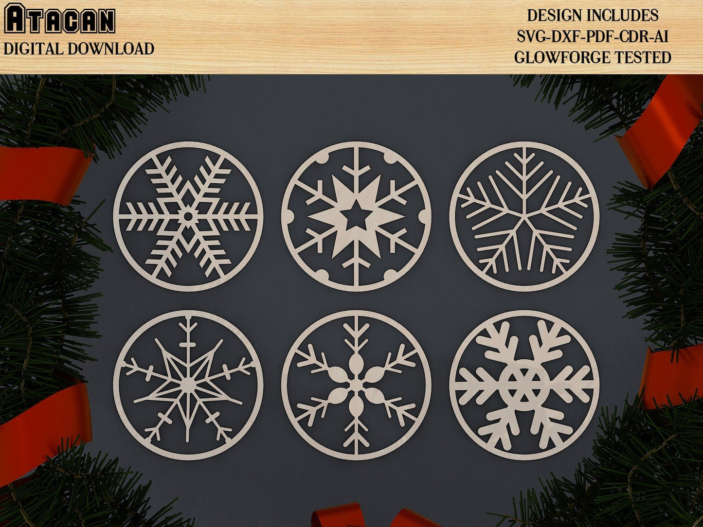 Christmas Snowflake Bundle , Coaster Trivet 2022 Merry Christmas , New year laser cut Cdr Svg Pdf Dxf Ai files 281