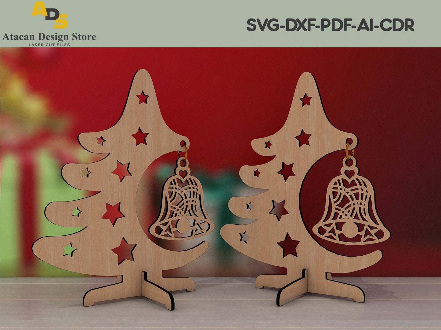 Christmas tree template pattern for Laser / Christmas decoration / Xmas Hanging Snowflake Cut Files ADS196