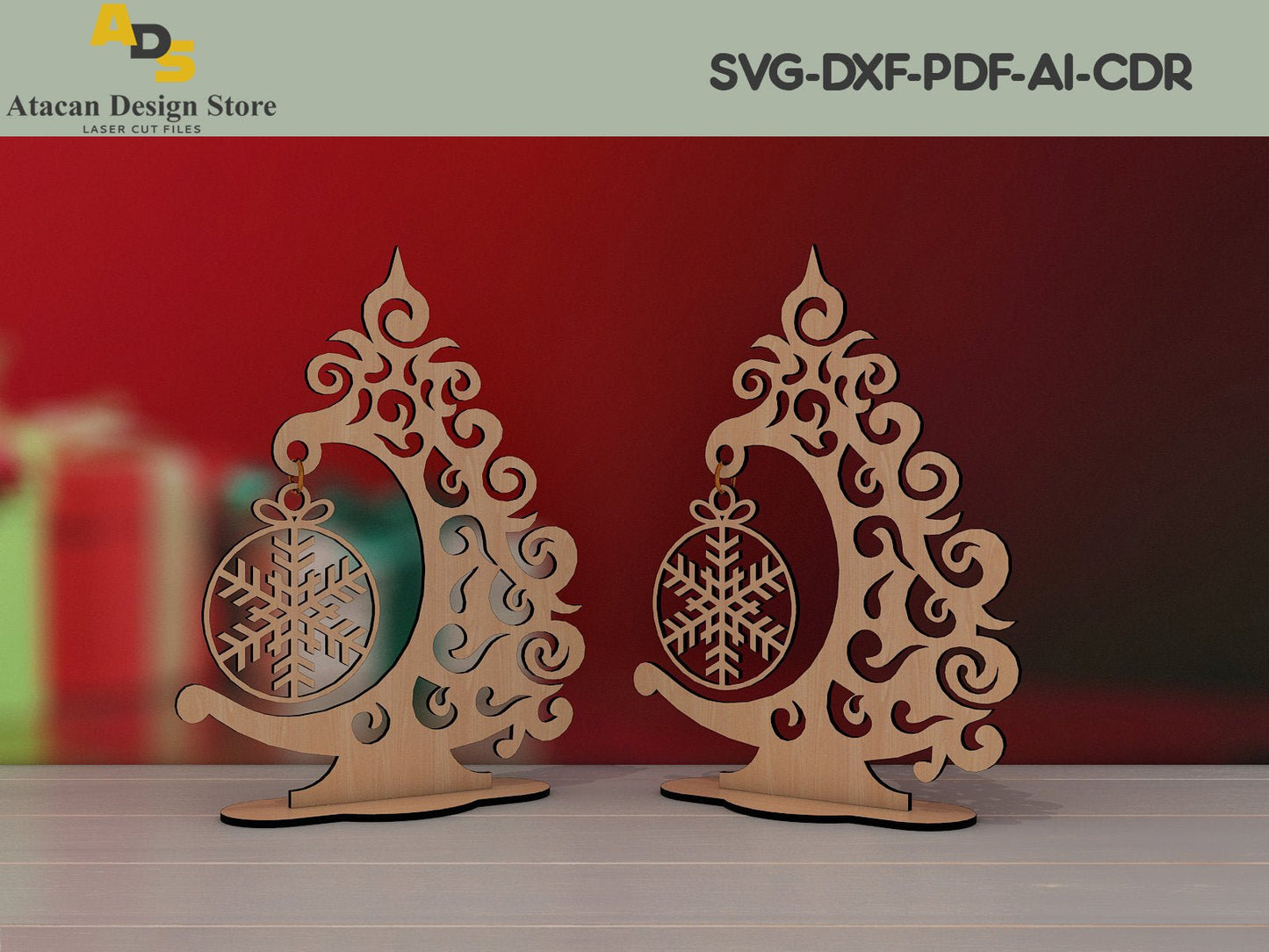 Christmas tree template pattern for Laser / Christmas decoration / Xmas Hanging Snowflake Cut Files ADS196