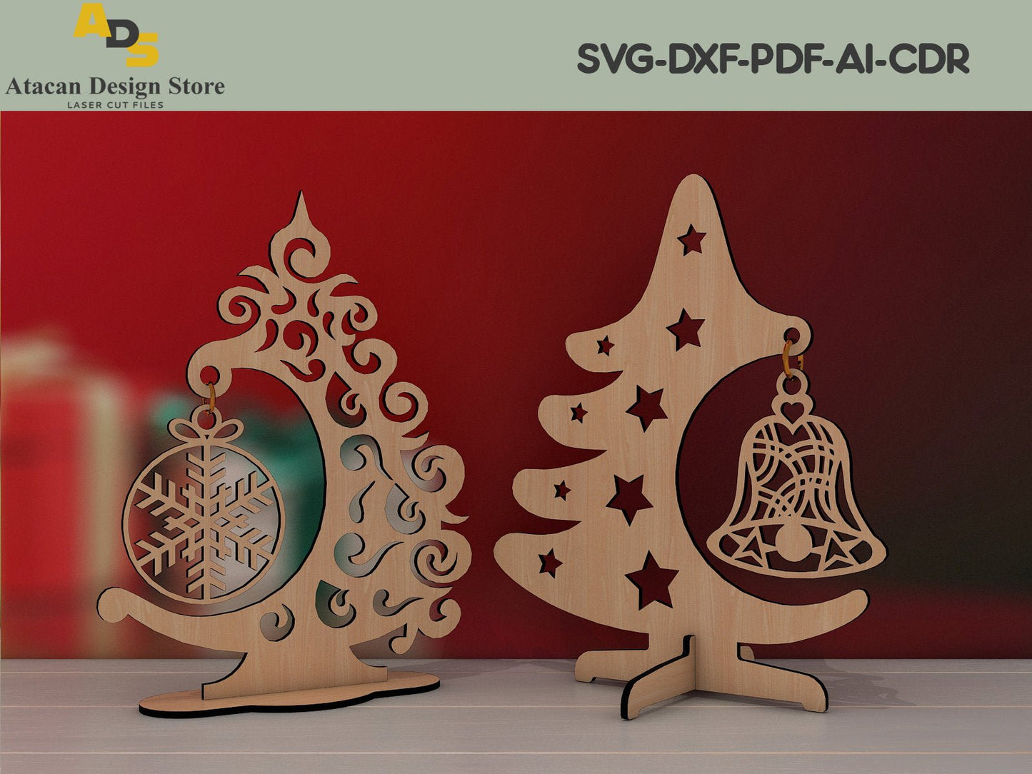 Christmas tree template pattern for Laser / Christmas decoration / Xmas Hanging Snowflake Cut Files ADS196