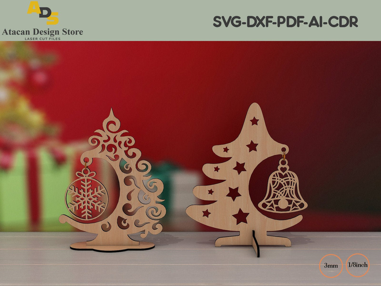 Christmas tree template pattern for Laser / Christmas decoration / Xmas Hanging Snowflake Cut Files ADS196