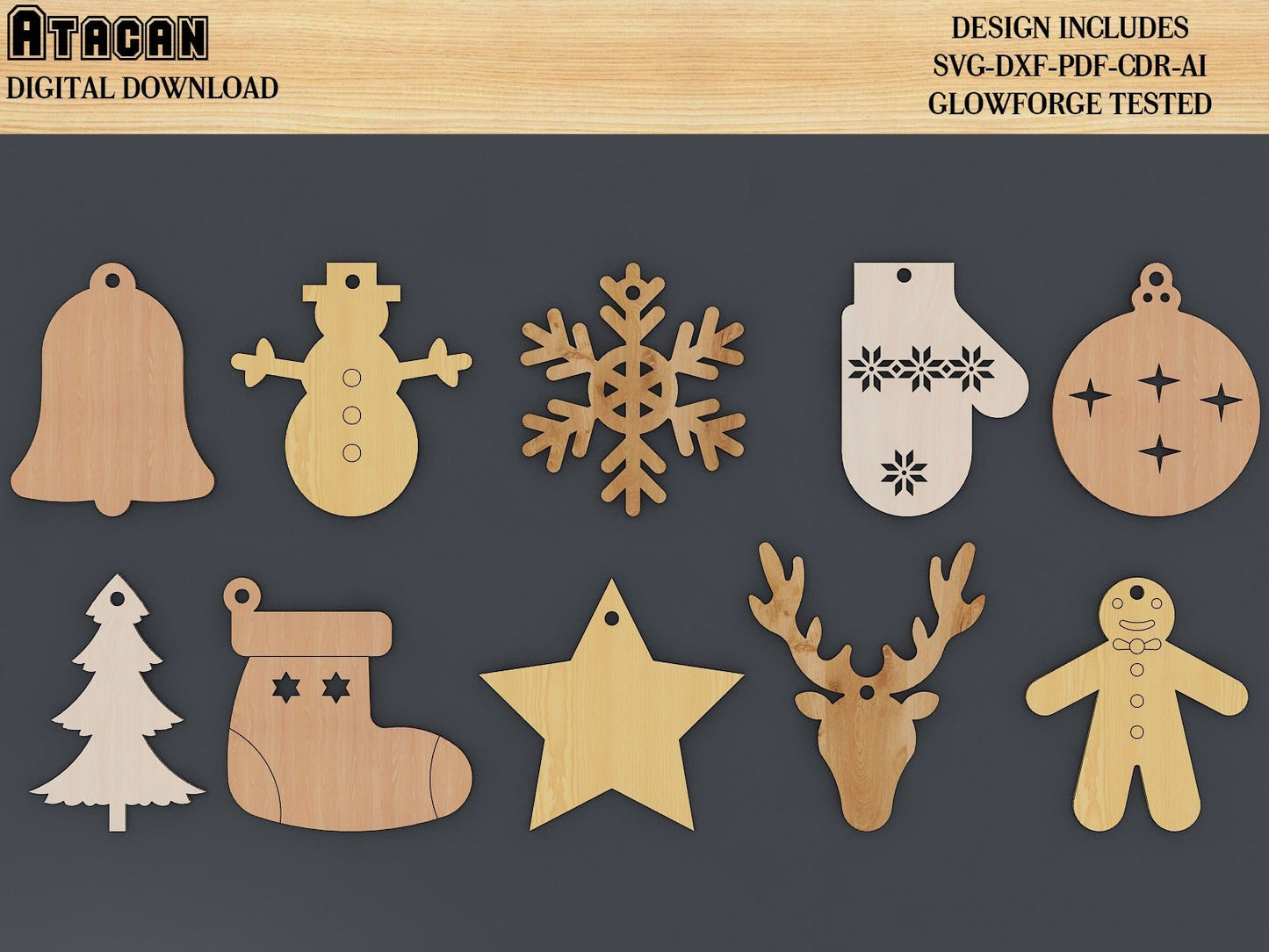 Christmas Tree Toys SVG Bundle, 2022 Merry Christmas Trees Decor , Xmas Hanger New year Trees laser cut File 280
