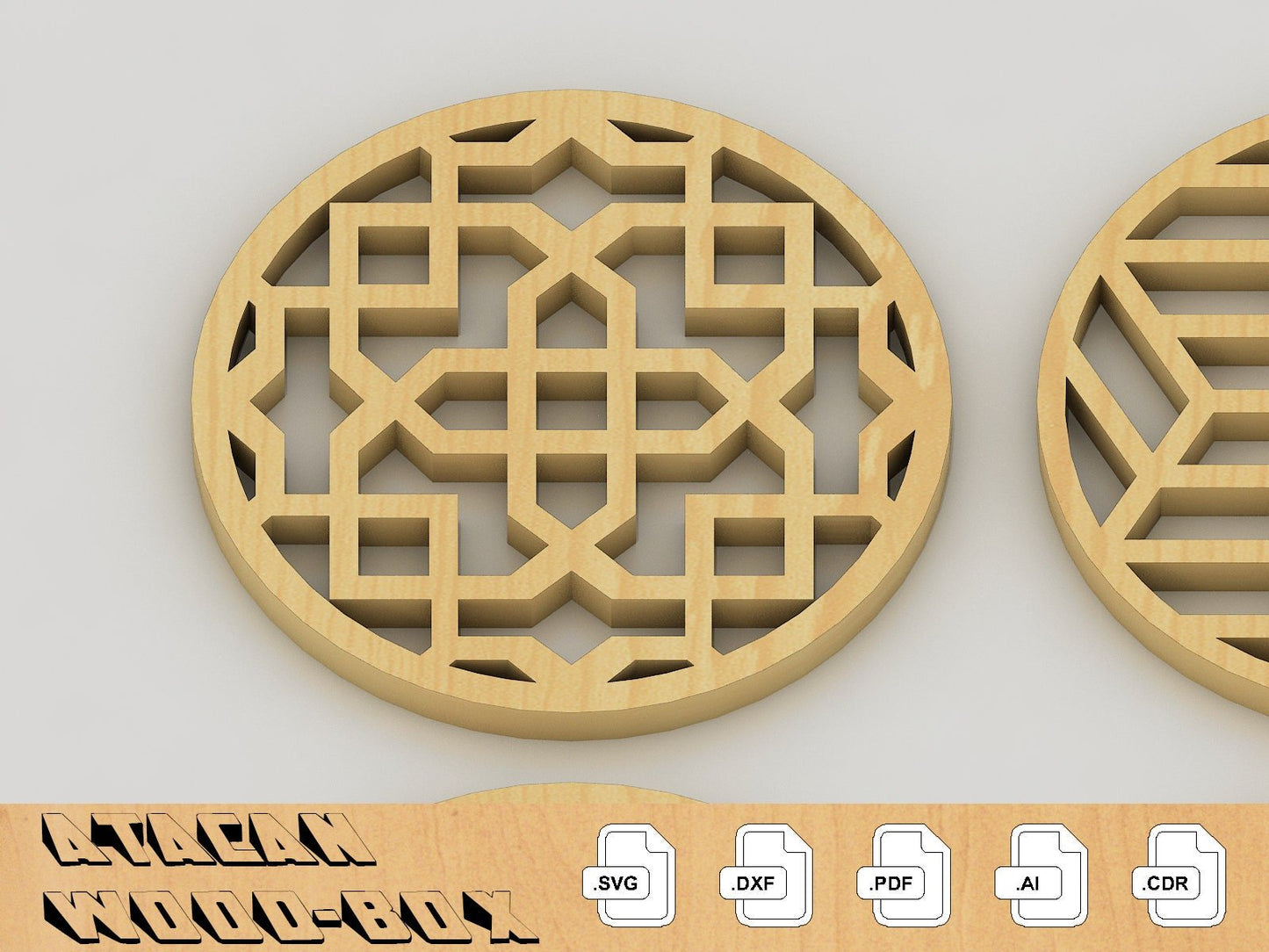 Coaster Holder Laser Cut SVG File - Wood Desk Organiser Accessories - Download Glowforge SVG Template 069