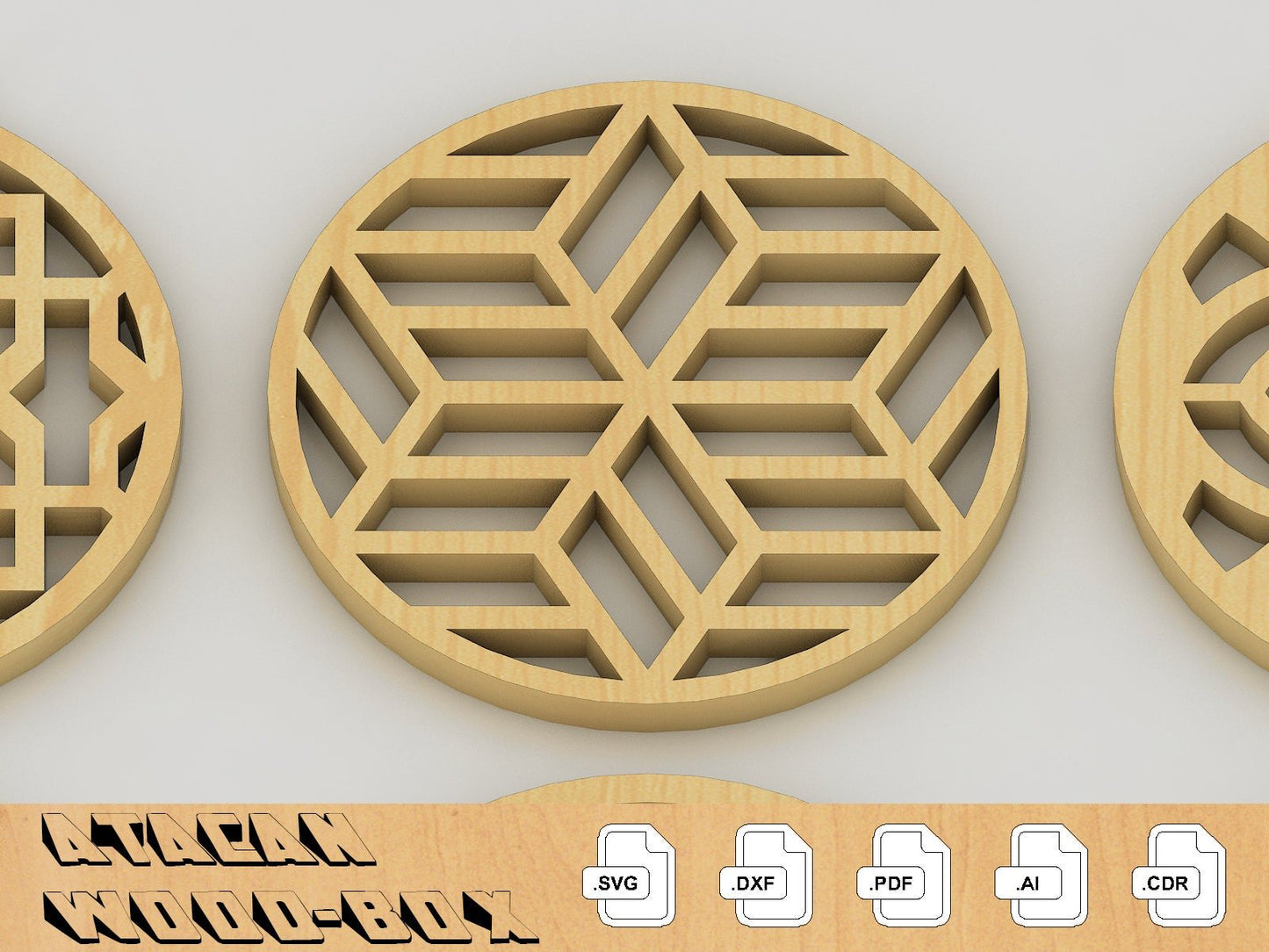 Coaster Holder Laser Cut SVG File - Wood Desk Organiser Accessories - Download Glowforge SVG Template 069