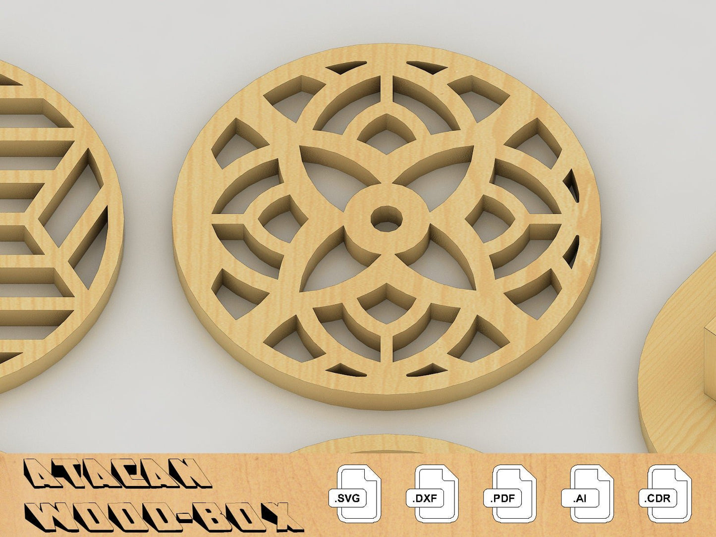 Coaster Holder Laser Cut SVG File - Wood Desk Organiser Accessories - Download Glowforge SVG Template 069