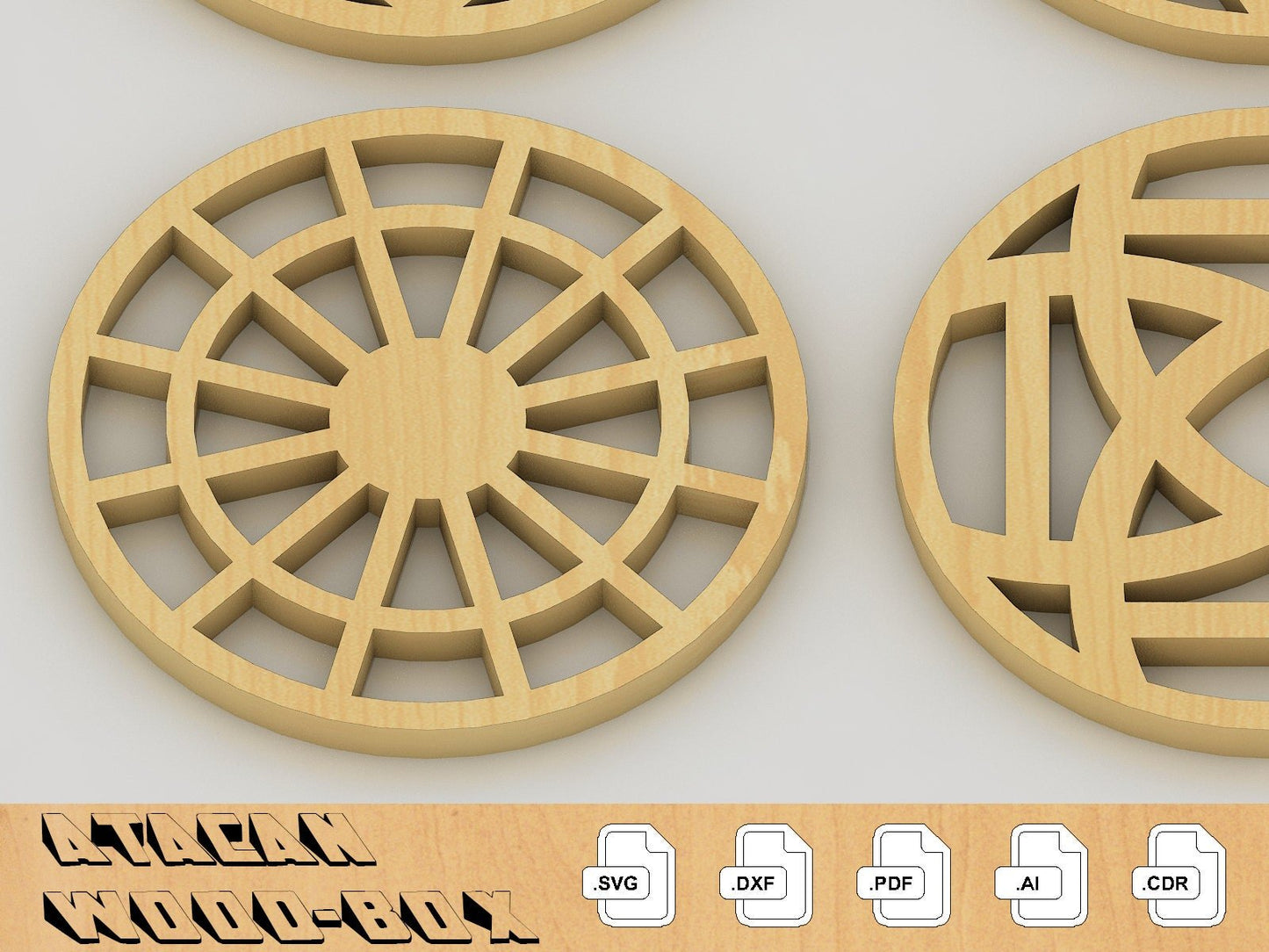 Coaster Holder Laser Cut SVG File - Wood Desk Organiser Accessories - Download Glowforge SVG Template 069