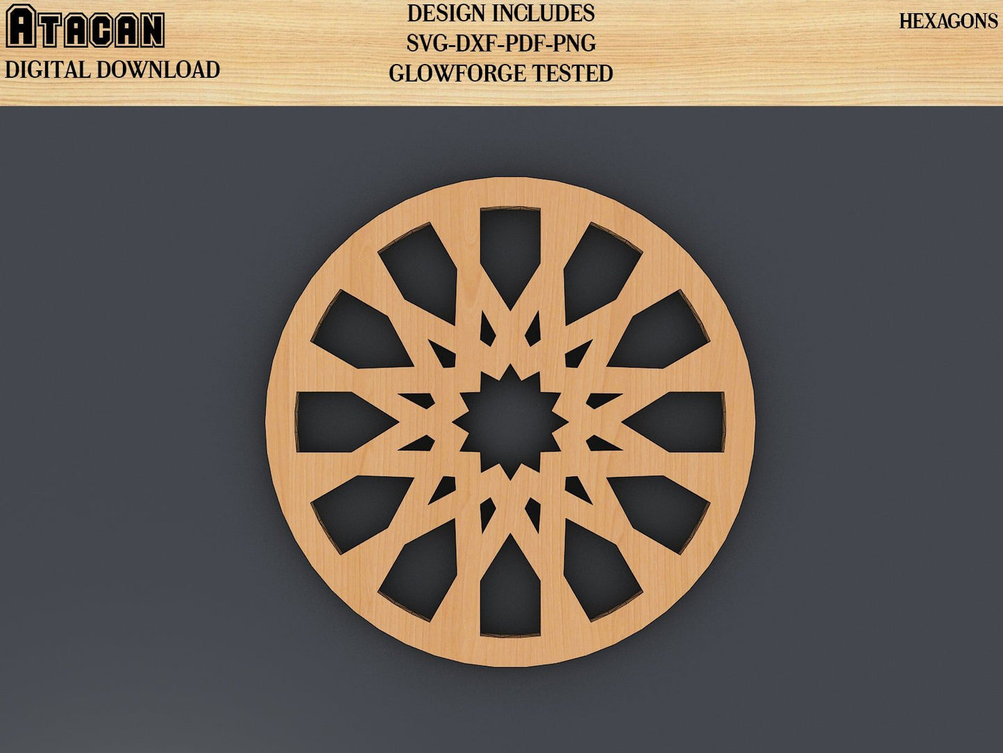 Coaster Laser cut SVG Files / Round Coasters / Wooden Drink Mats With Pattern 330