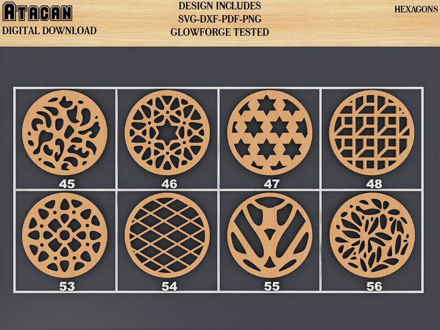 Coaster Laser cut SVG Files - Wood, Metal, Wall Decor, Wall Hanging - CNC, Laser, Plasma, Cricut Cutting Files 331